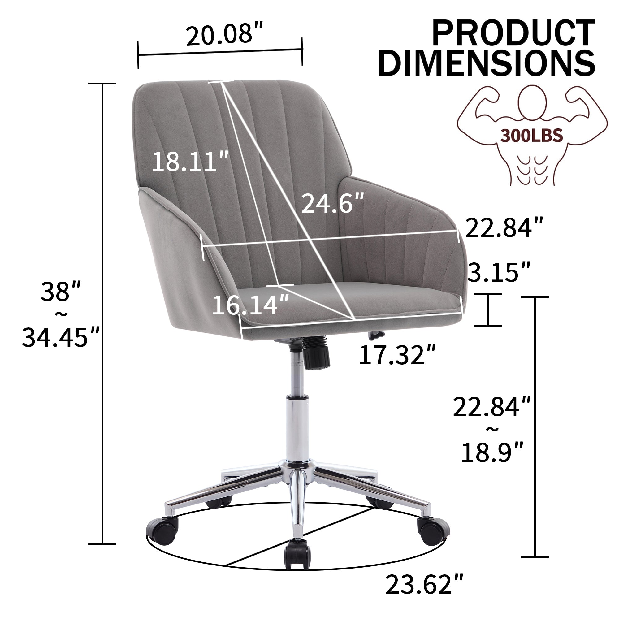 TY Adjustable Office Chair, Home Bedroom, Ergonomic Swivel Chair, Backrest Seat, Comfortable for Long Sitting