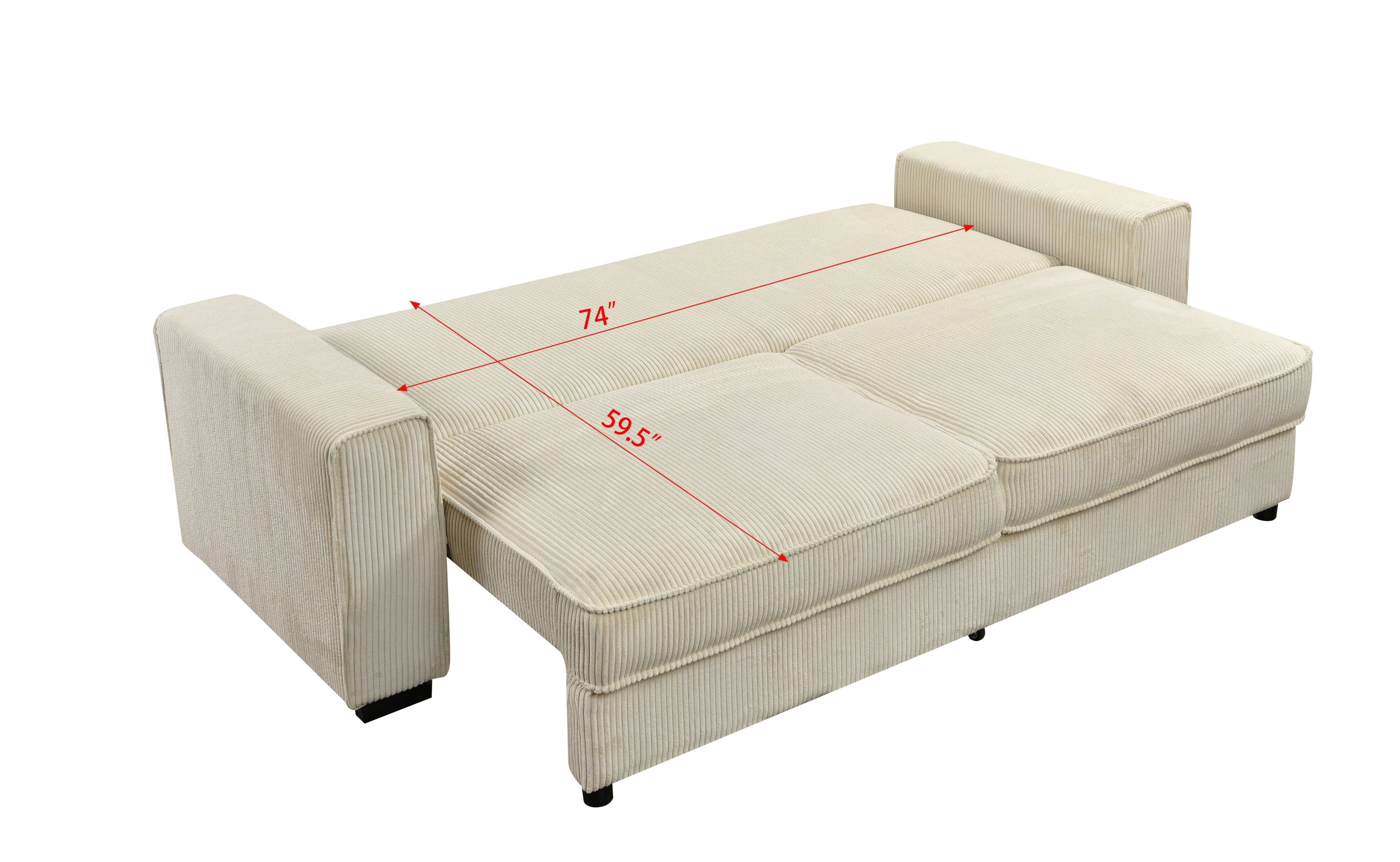 91''Large Sofa Bed with Storage, Modern 3 Seater Couch Furniture, Three-seat Classic Upholstered Back Sofa for Small Spaces, Living Room, Bedroom, Apartment,Beige