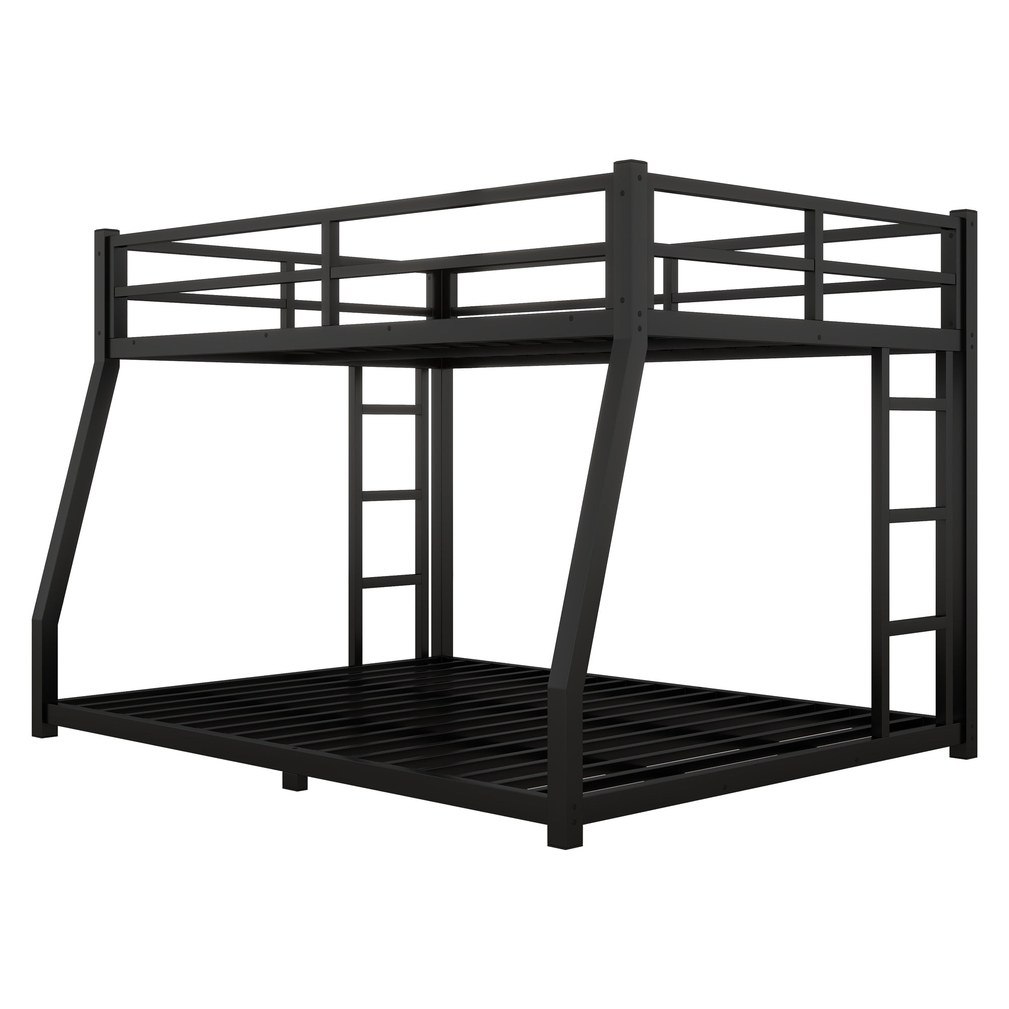 Metal Full XL over Queen Bunk Bed for Teens and Adults,Space-Saving/Noise Reduced/No Box Spring Needed, Black