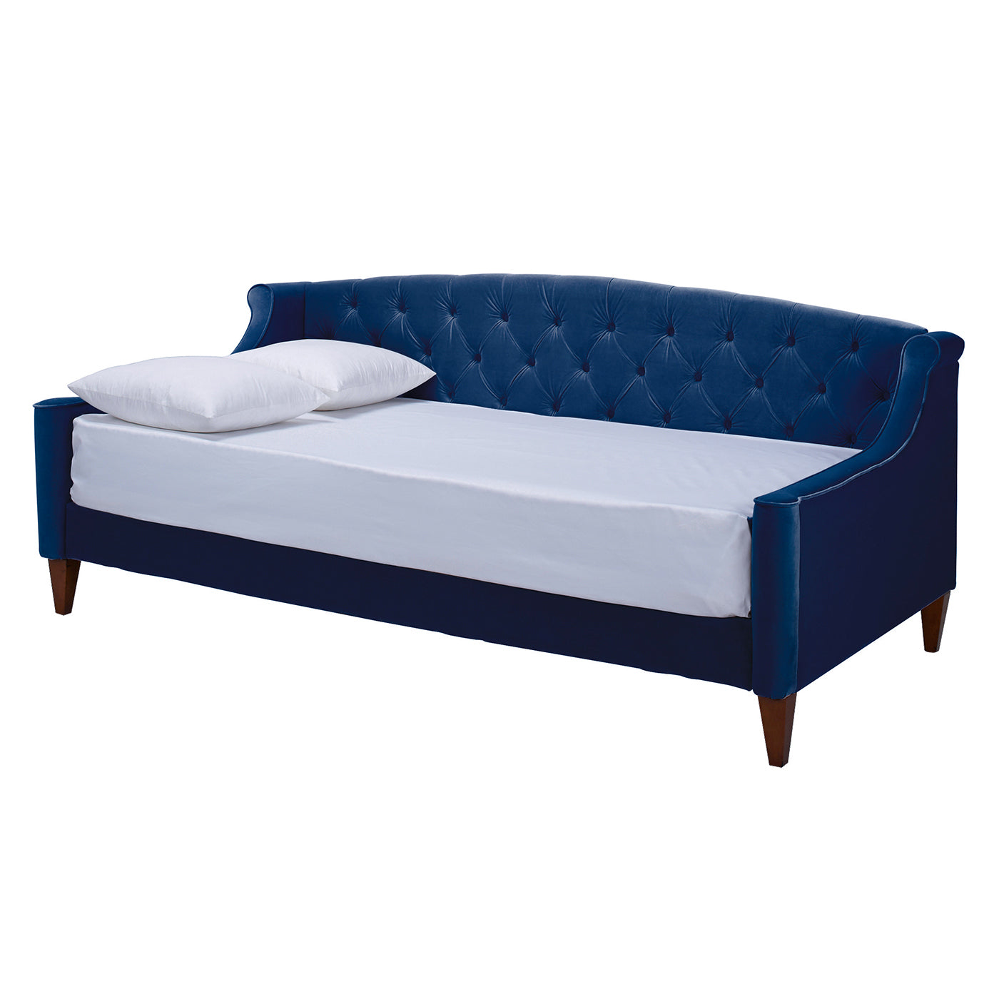 Lucy Upholstered Button Tufted Sofa Bed, Navy Blue Velvet