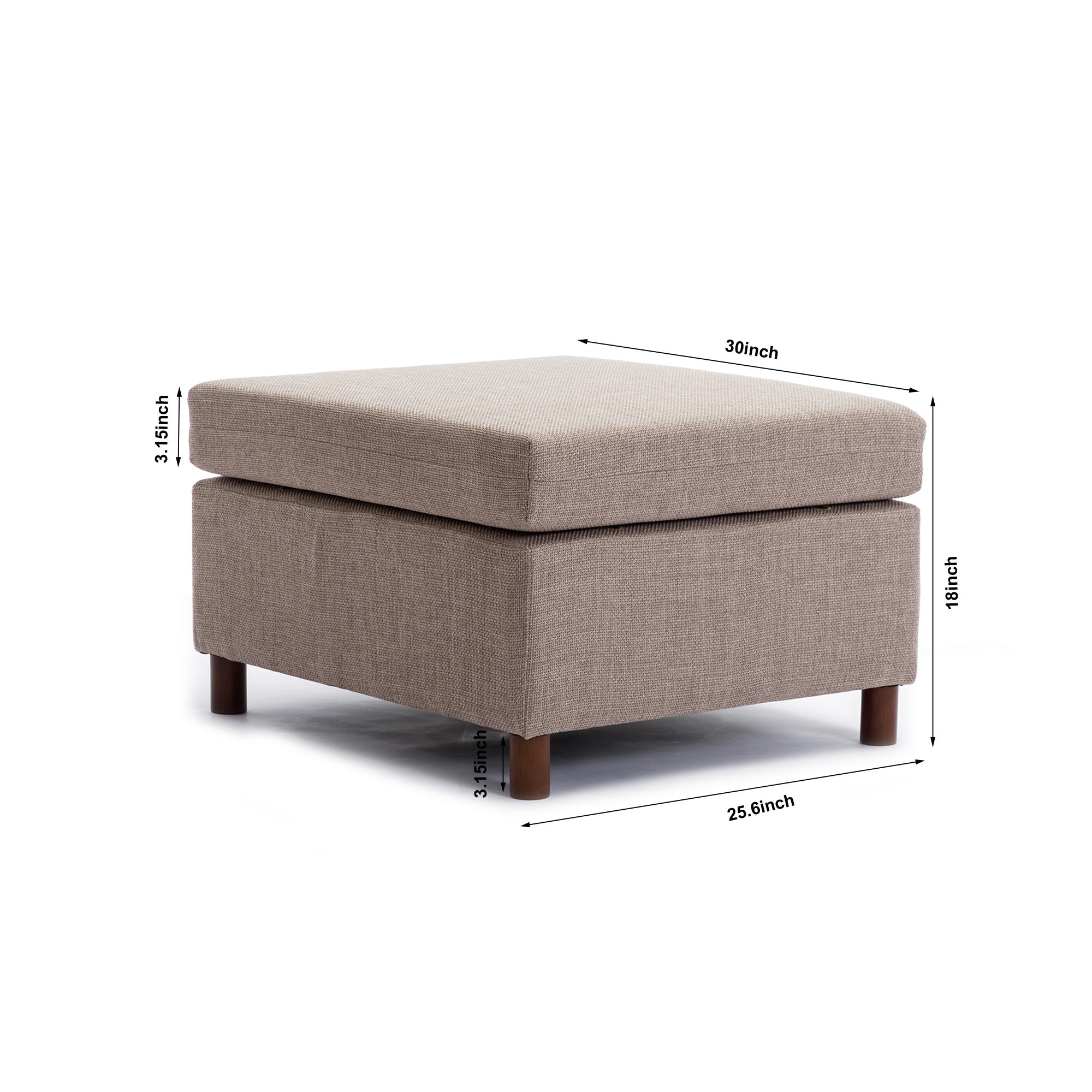 2 Seat Module Sectional Sofa Couch With 1 Ottoman for living room,Seat Cushion and Back Cushion Non-Removable and Non-Washable,Brown