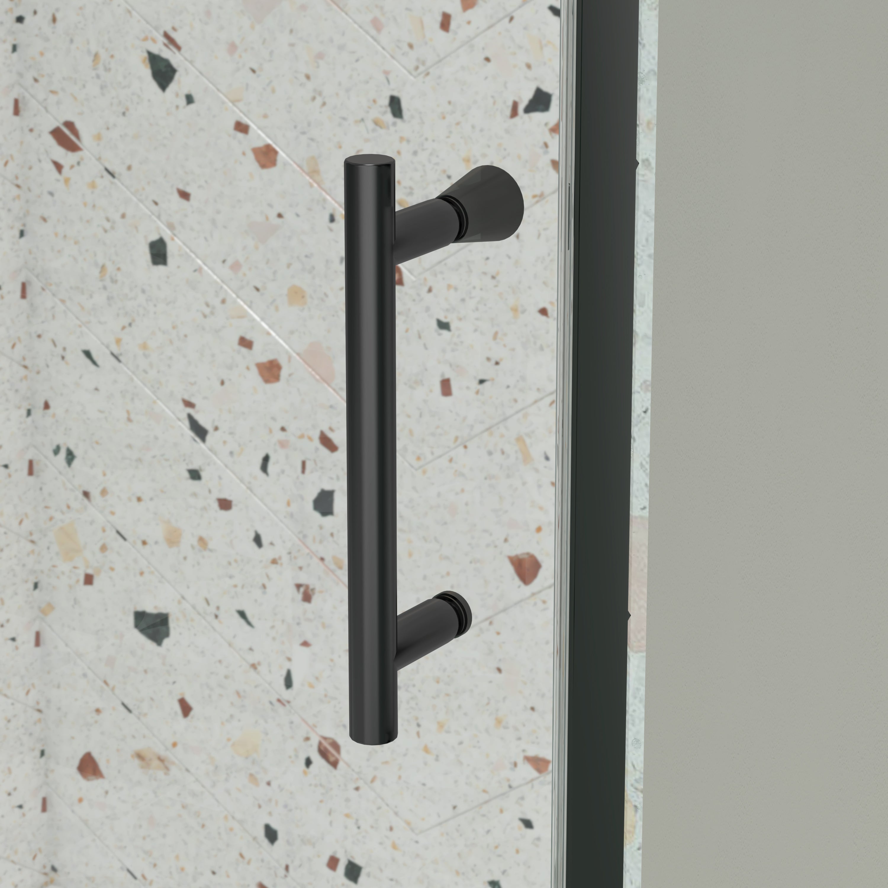 Pivot shower door frame detail