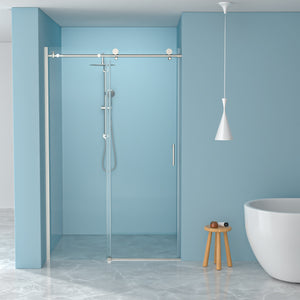 Sliding bypass shower door 48 in. x 76 in. Brushed Silver front view