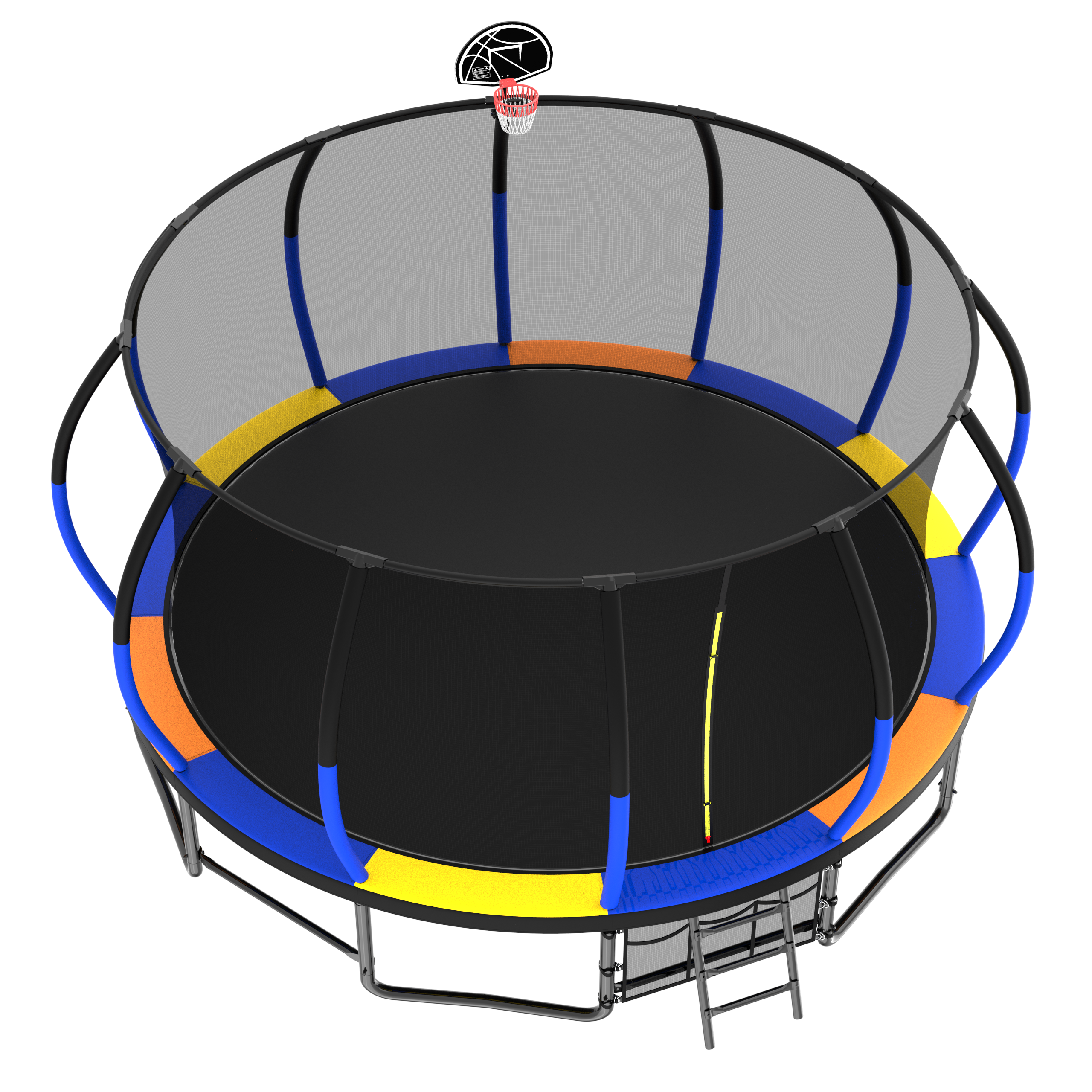 16FT Trampoline with EnclosureRecreational Trampolines with Ladder and AntiRust Coating, ASTM Approval Outdoor Trampoline for Kids