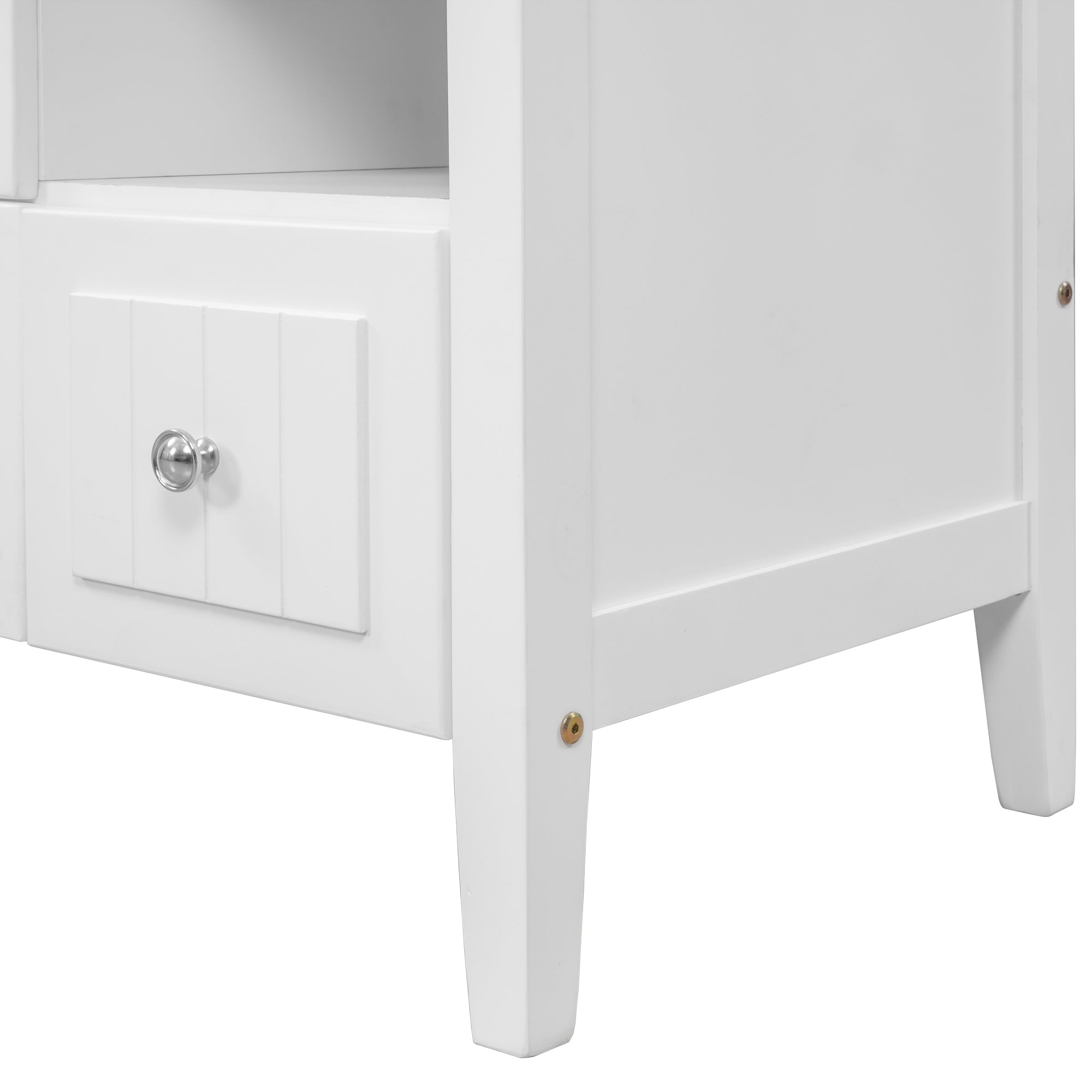 [VIDEO] 36" Bathroom Vanity with Ceramic Basin, Bathroom Storage Cabinet with Two Doors and Drawers, Solid Frame, Metal Handles, White