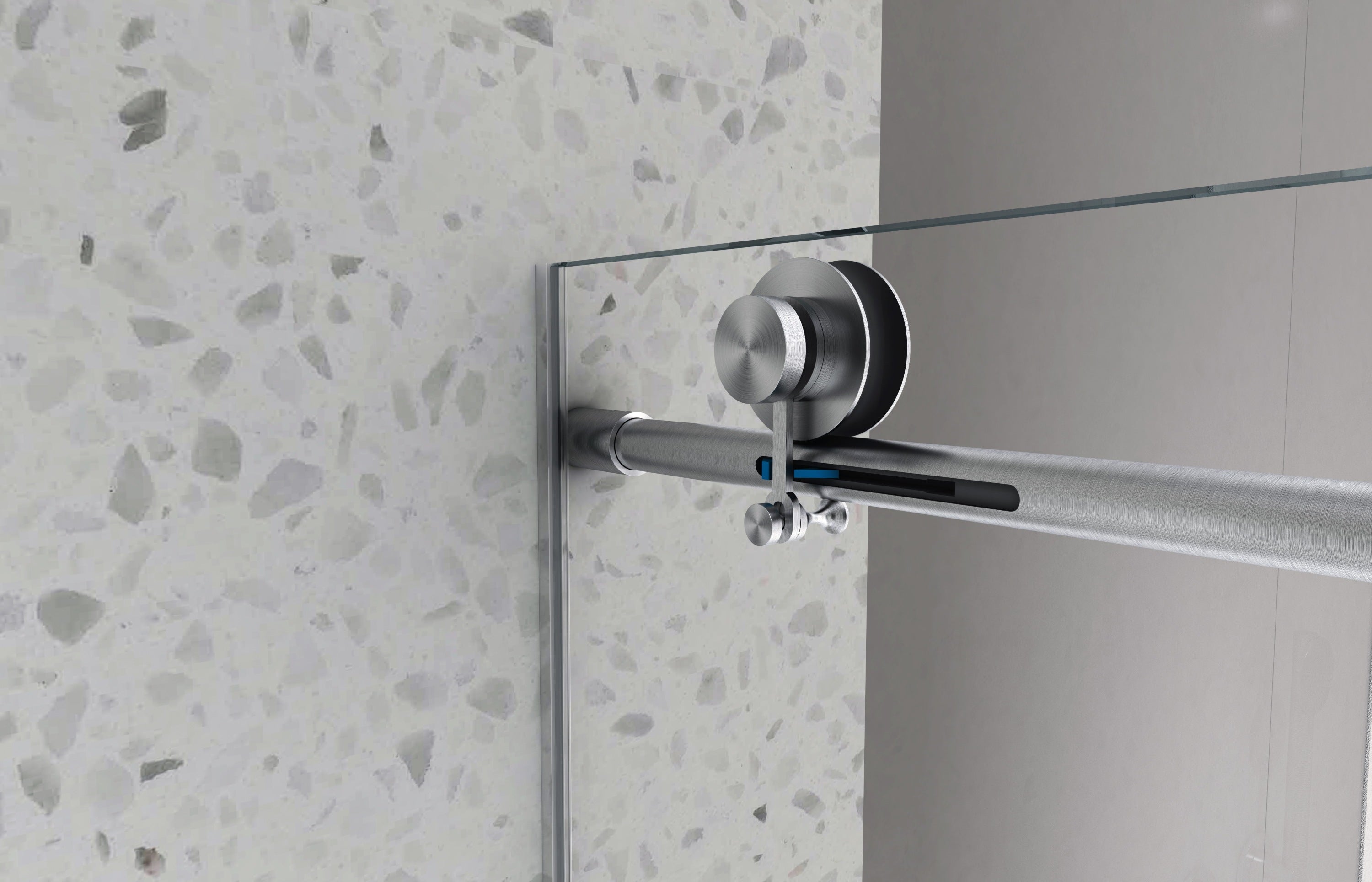 60"W x 63"H Matte Black frameless one fixed and one shifted Shower Door, 70MM 304 stainless steel large pulleys with adjustable soft closing function,with nano easy cleaning,stick explosion-proof menbrance