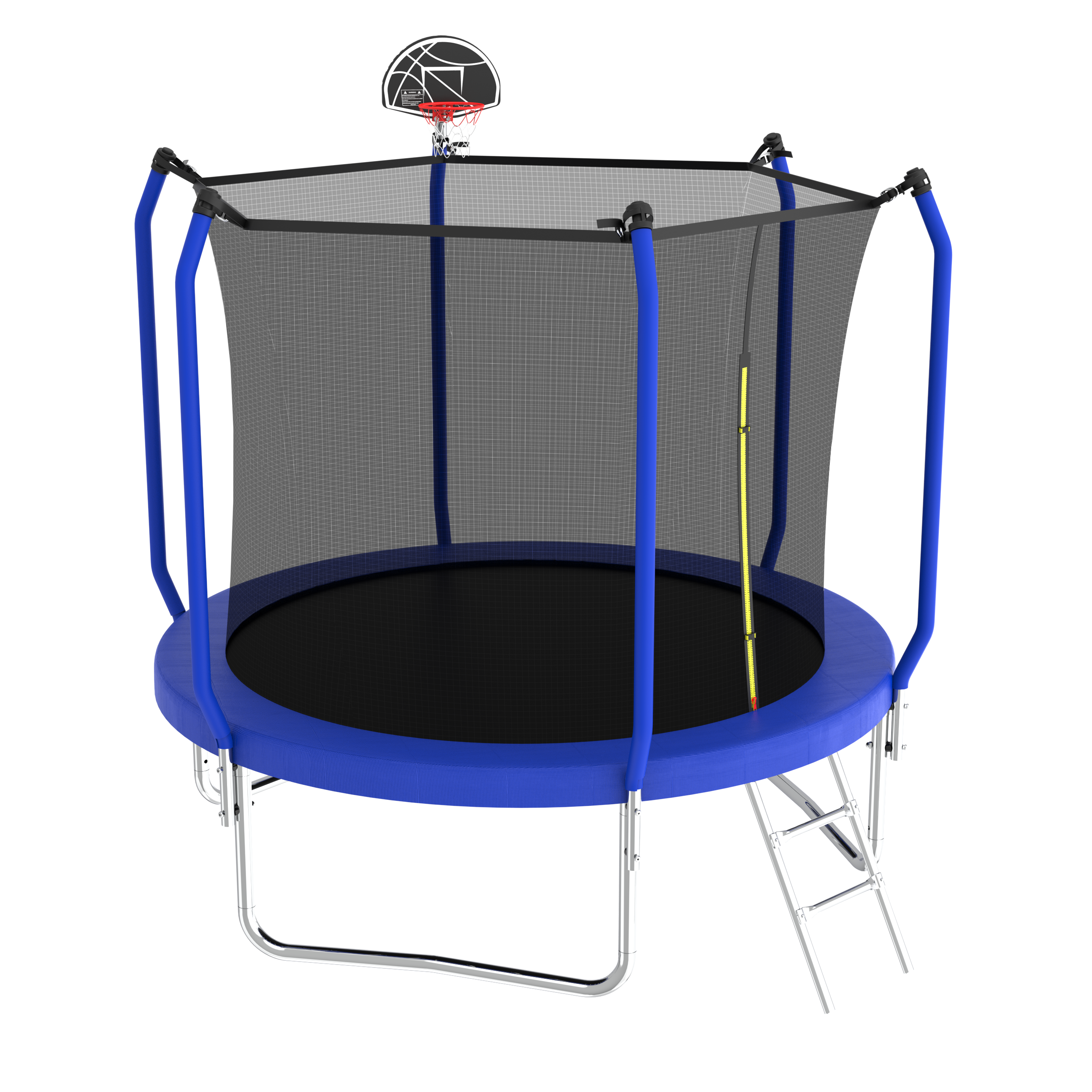 10FT Trampoline with Basketball Hoop,  ASTM Approved Reinforced Type Outdoor Trampoline with Enclosure Net