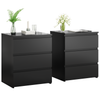 Wooden 3-drawer nightstand set of 2, natural wood finish, front view