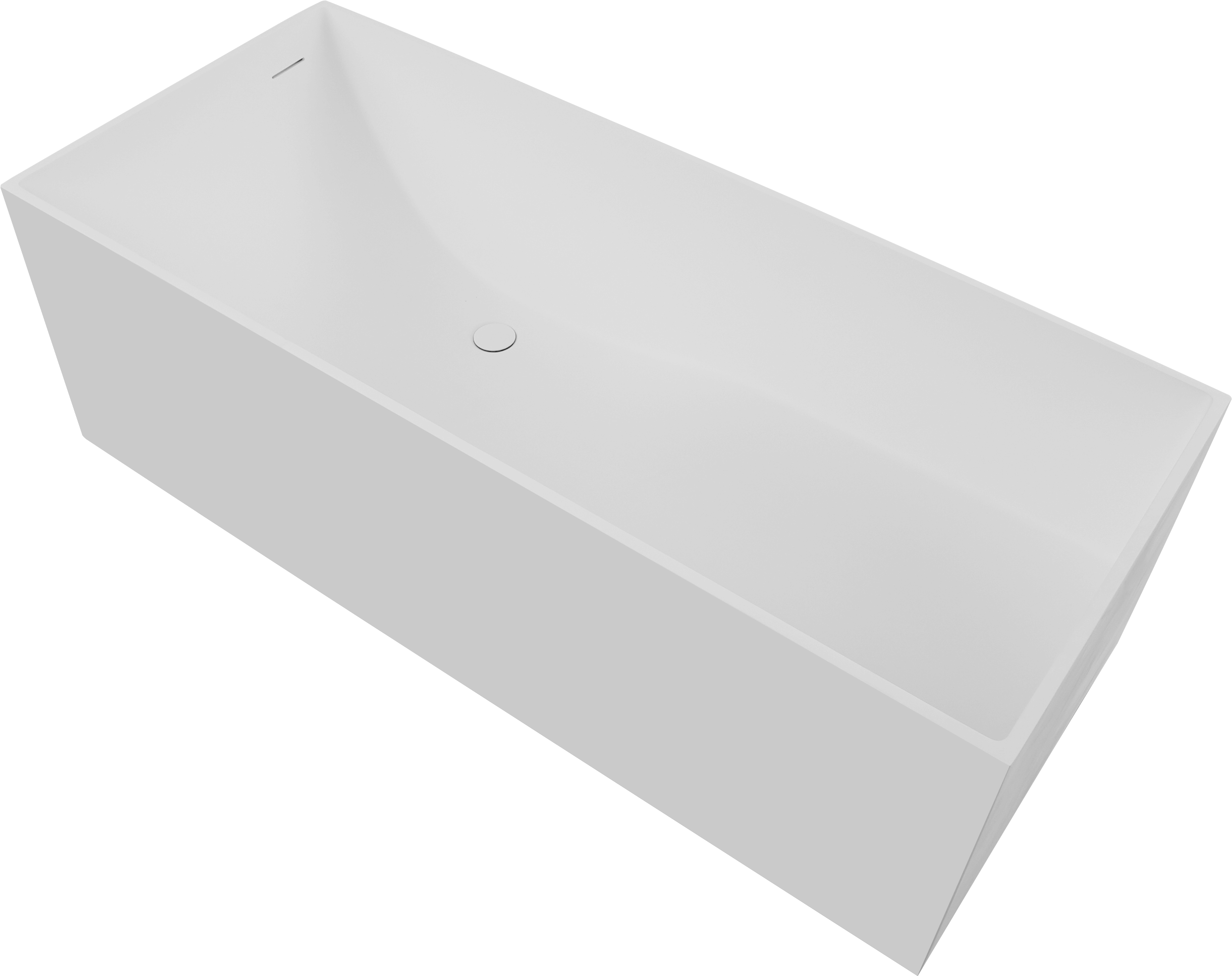 67" Freestanding Solid Surface Bathtub, Stone Resin Freestanding Bath Tub with Overflow and Pop-up Drain, Matte White 24S01-67MW