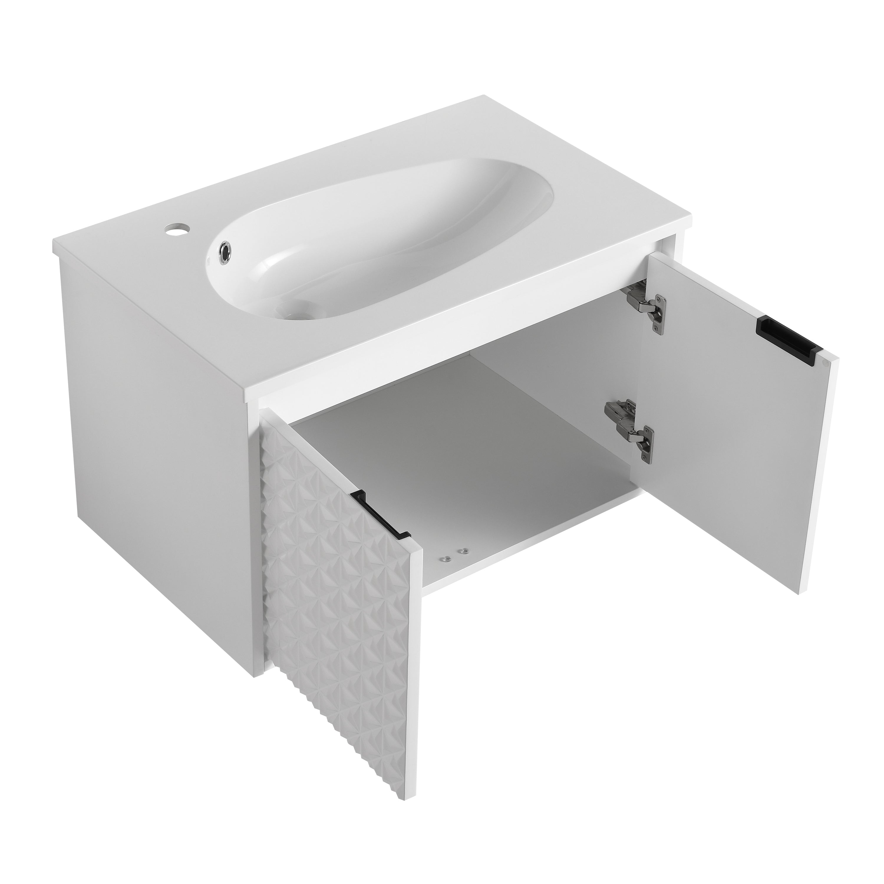 30 Inch Wall Mounted  Bathroom Vanity With Sink, Soft Close Doors, For Small Bathroom (KD-PACKING)