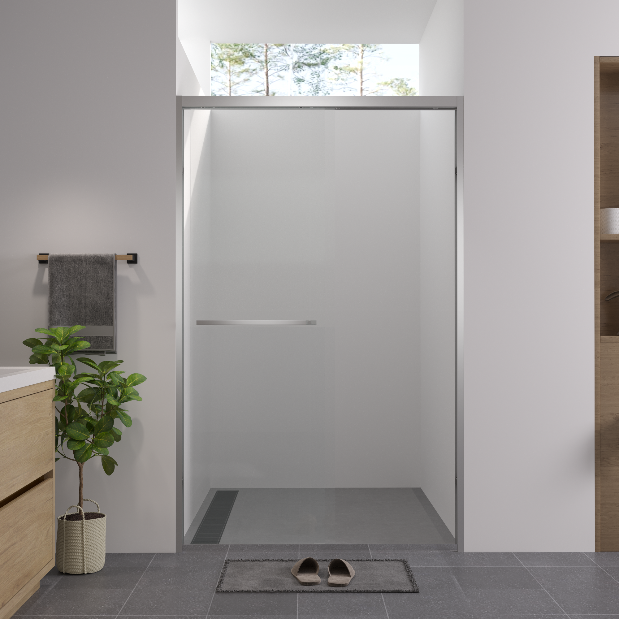 44-48 x 76 in Aluminum-Framed Double Sliding Shower Door - 44-48 x 76 in / Chrome view 2