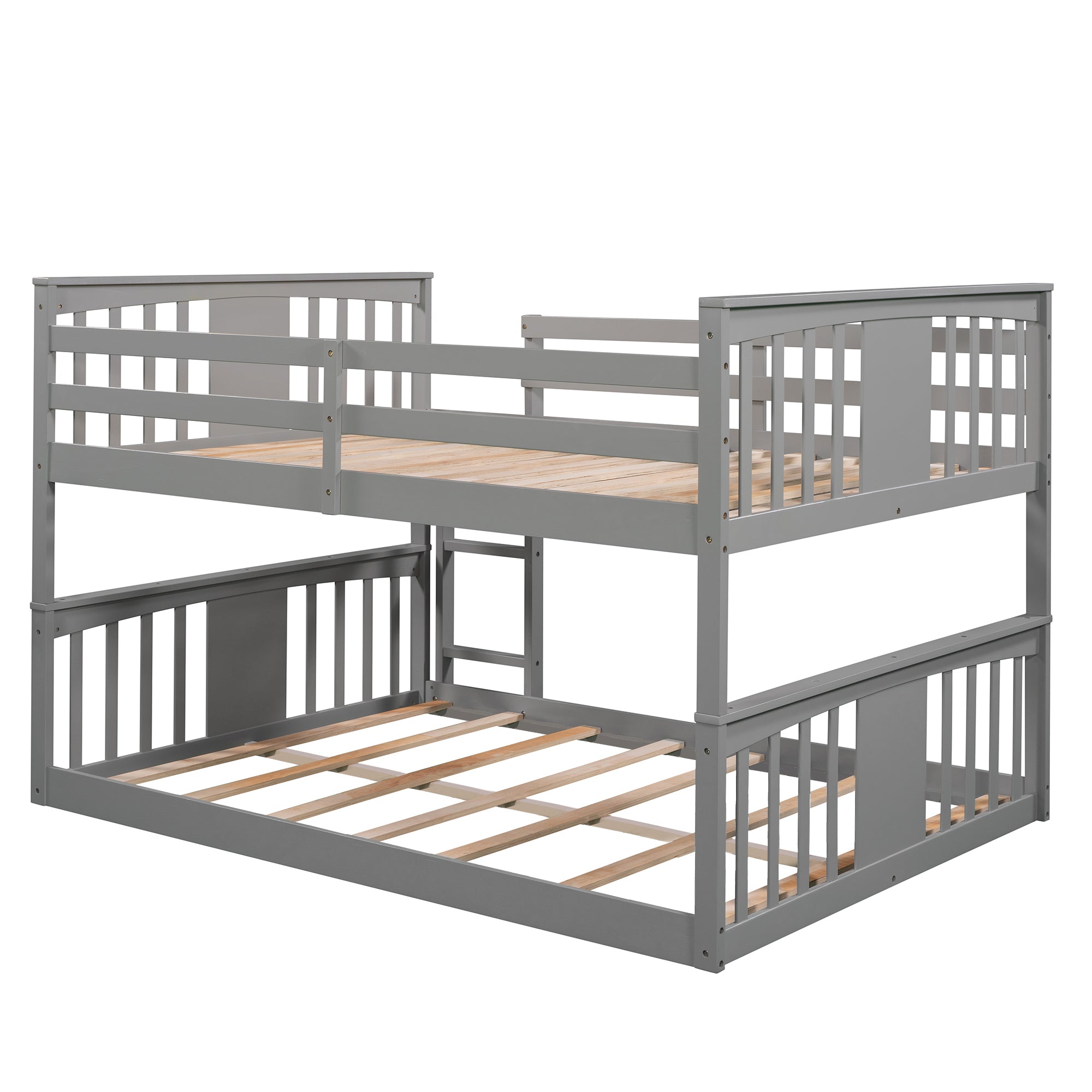 Full Over Full Bunk Bed with Ladder, Gray (Old SKU :LP000207AAE)