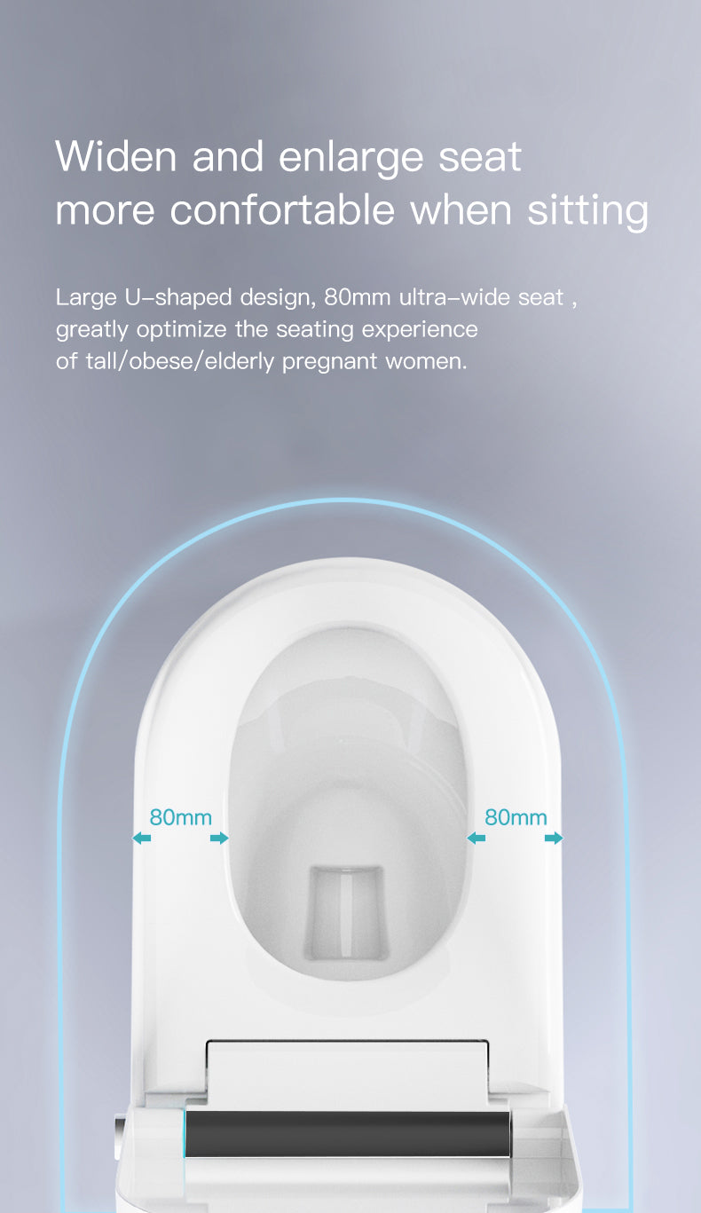 Smart Toilet with Built-in Bidet Seat, Tankless Toilet with Auto Lid Opening, Closing and Flushing, Heated Seat, Digital Display, Elongated