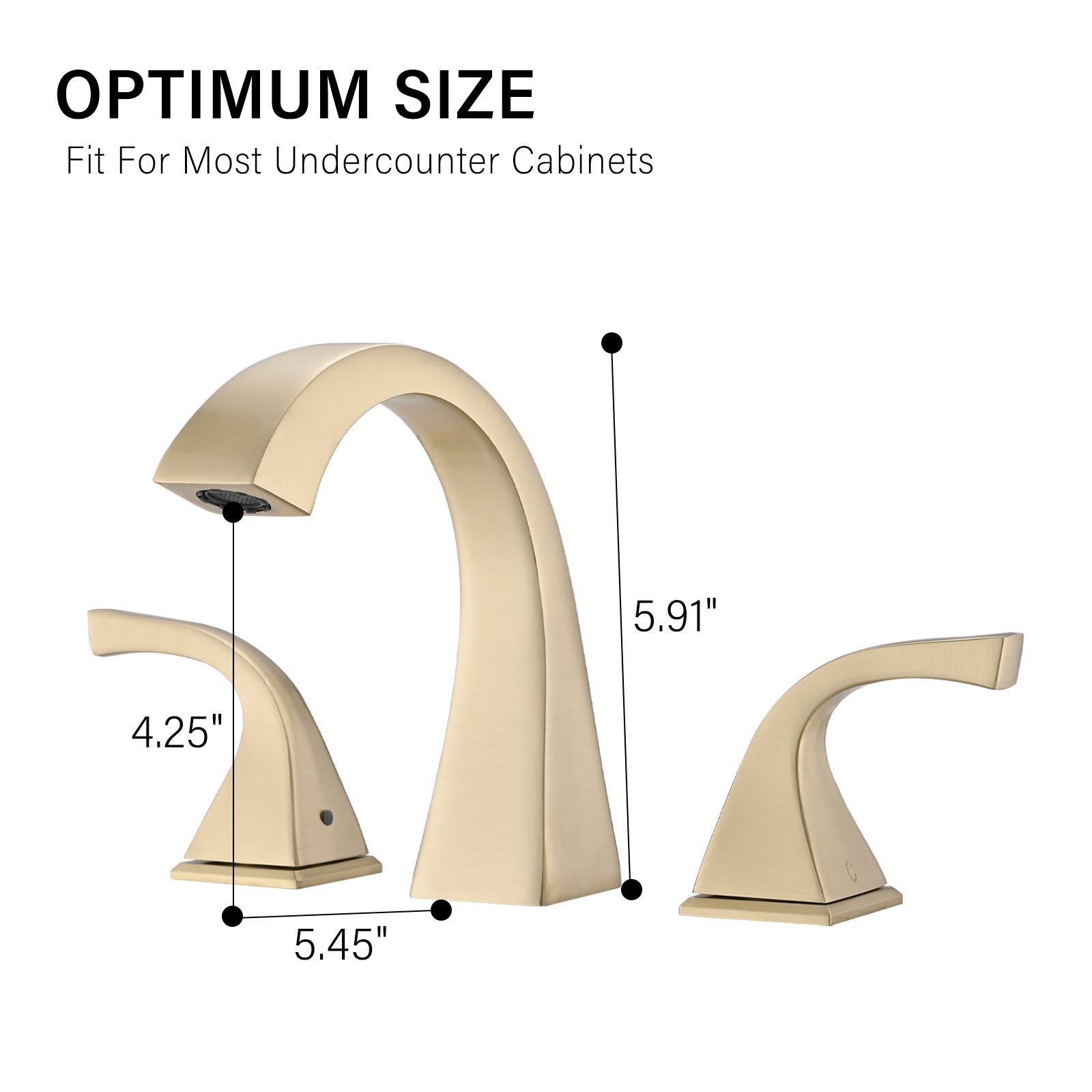 2-Handle Bathroom Sink Faucet with Drain, Brushed Gold