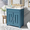 30 Inch Bathroom Vanity with Ceramic Sink, Freestanding Bathroom Vanity Set with Storage Shelf, Storage Cabinet for Bathroom, Solid Wood Frame Bathroom Cabinet, Blue