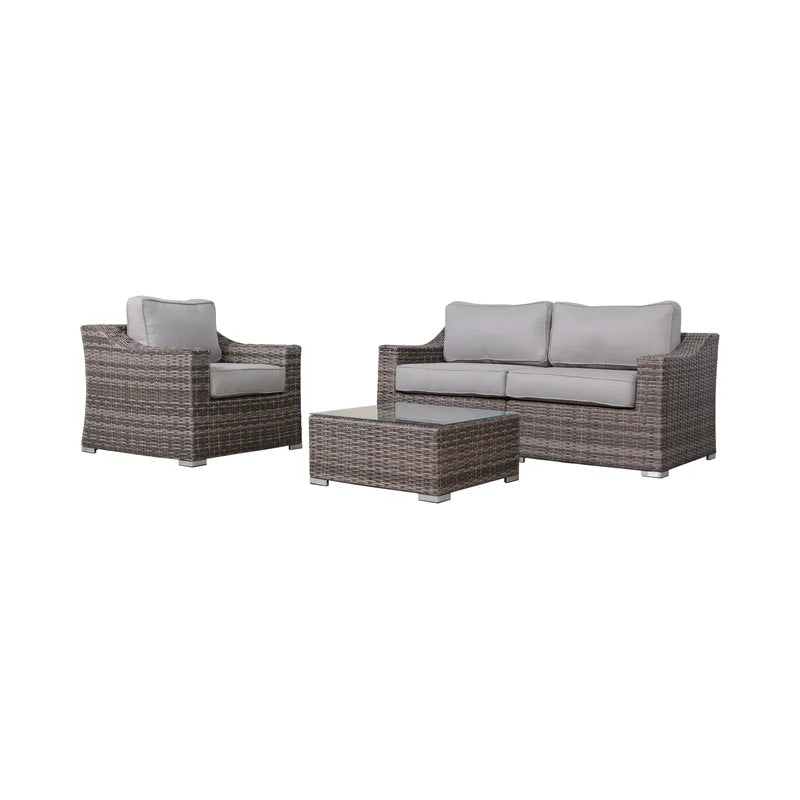 Fully Assembled Wicker 3-Person Seating Set with Cushions