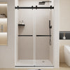 Frameless double sliding shower door 44-48 inch matte black front view