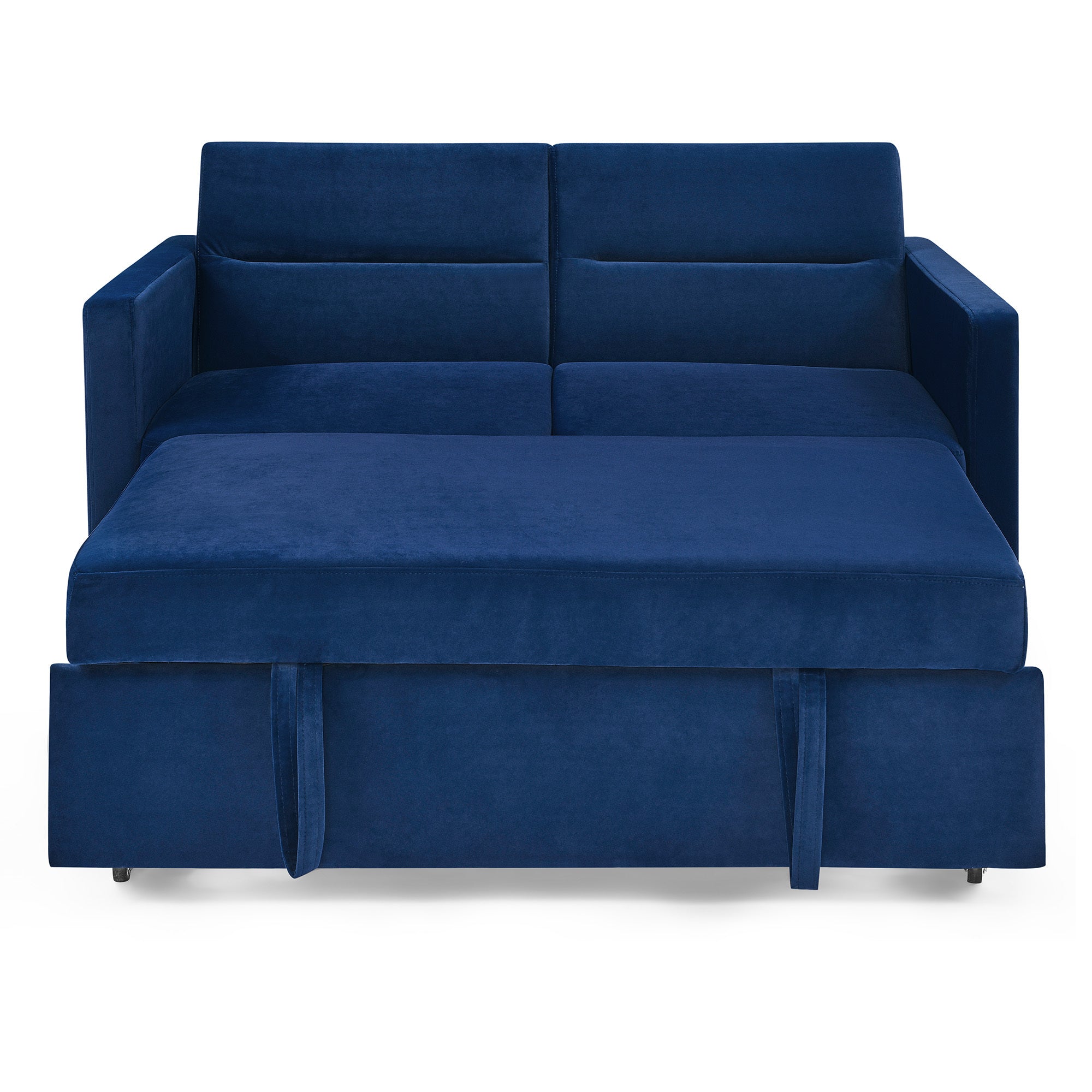 Loveseats Sofa Bed with Pull-out Bed,Adjsutable Back and Two Arm Pocket,Blue (54.5"x33"x31.5")