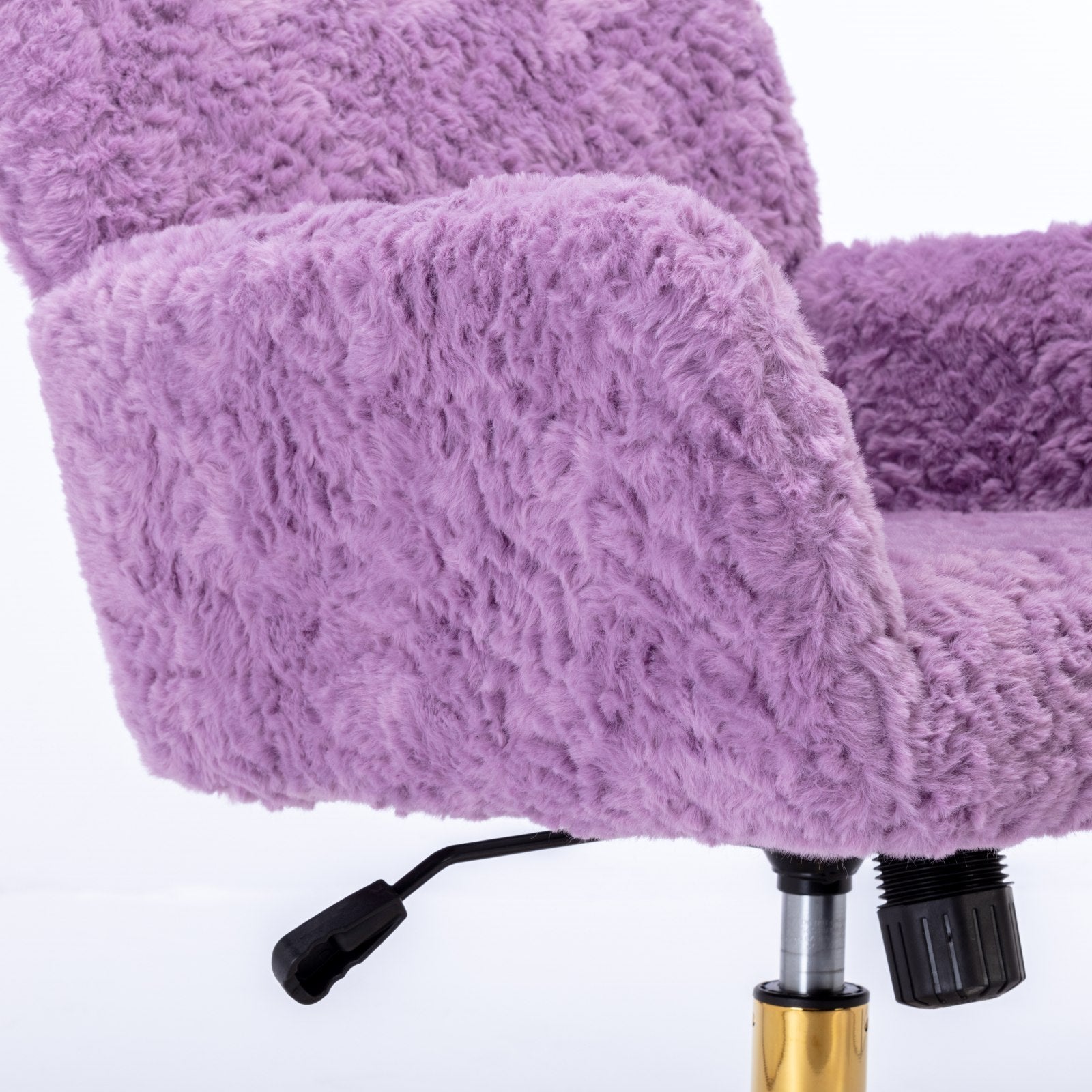 A&A Furniture Office Chair,Artificial rabbit hair Home Office Chair with Golden Metal Base,Adjustable Desk Chair Swivel Office Chair,Vanity Chair(Violet)