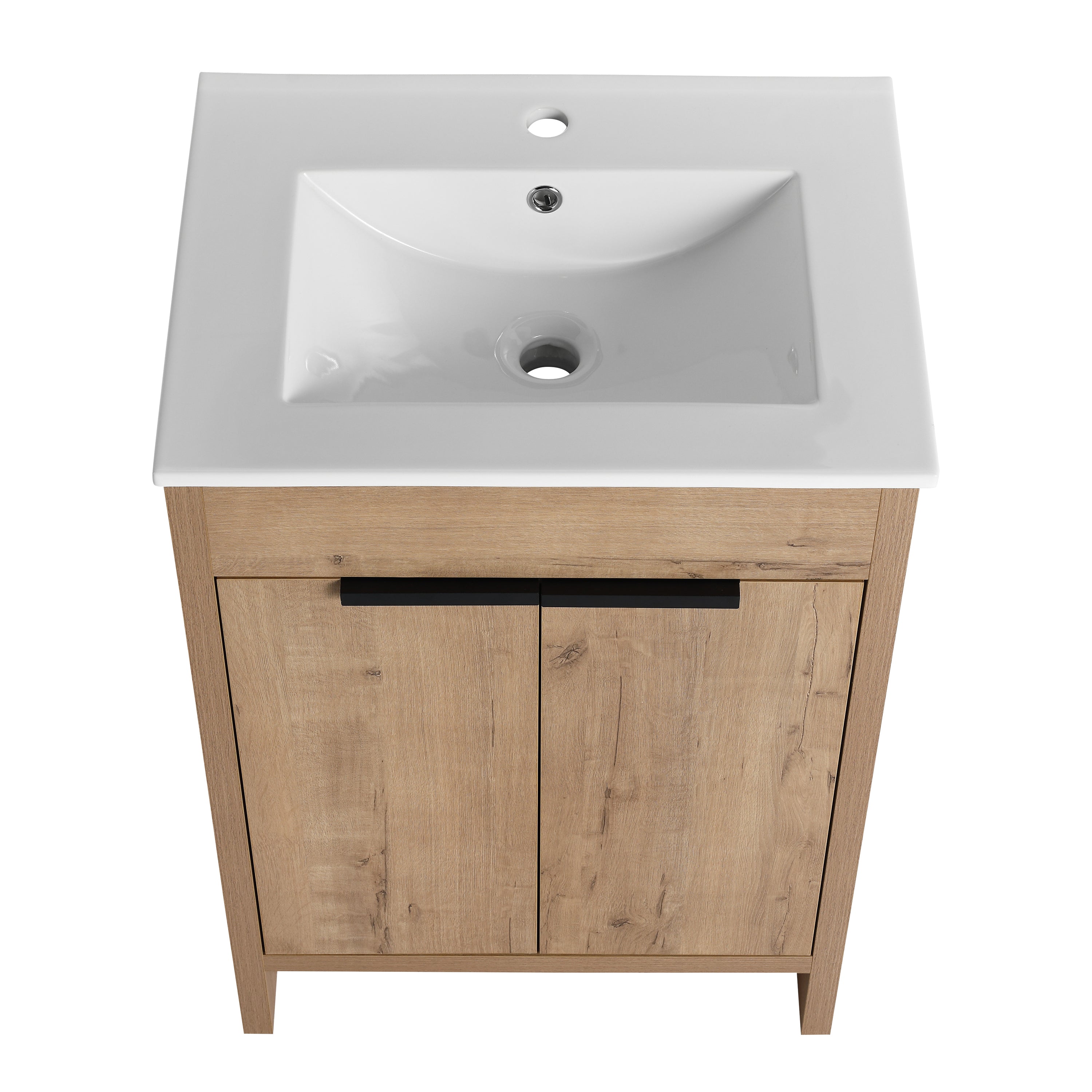 24" Freestanding Bathroom Vanity with White Ceramic Sink & 2 Soft-Close Cabinet Doors ((KD-PACKING),BVB02424IMO-G-BL9060B