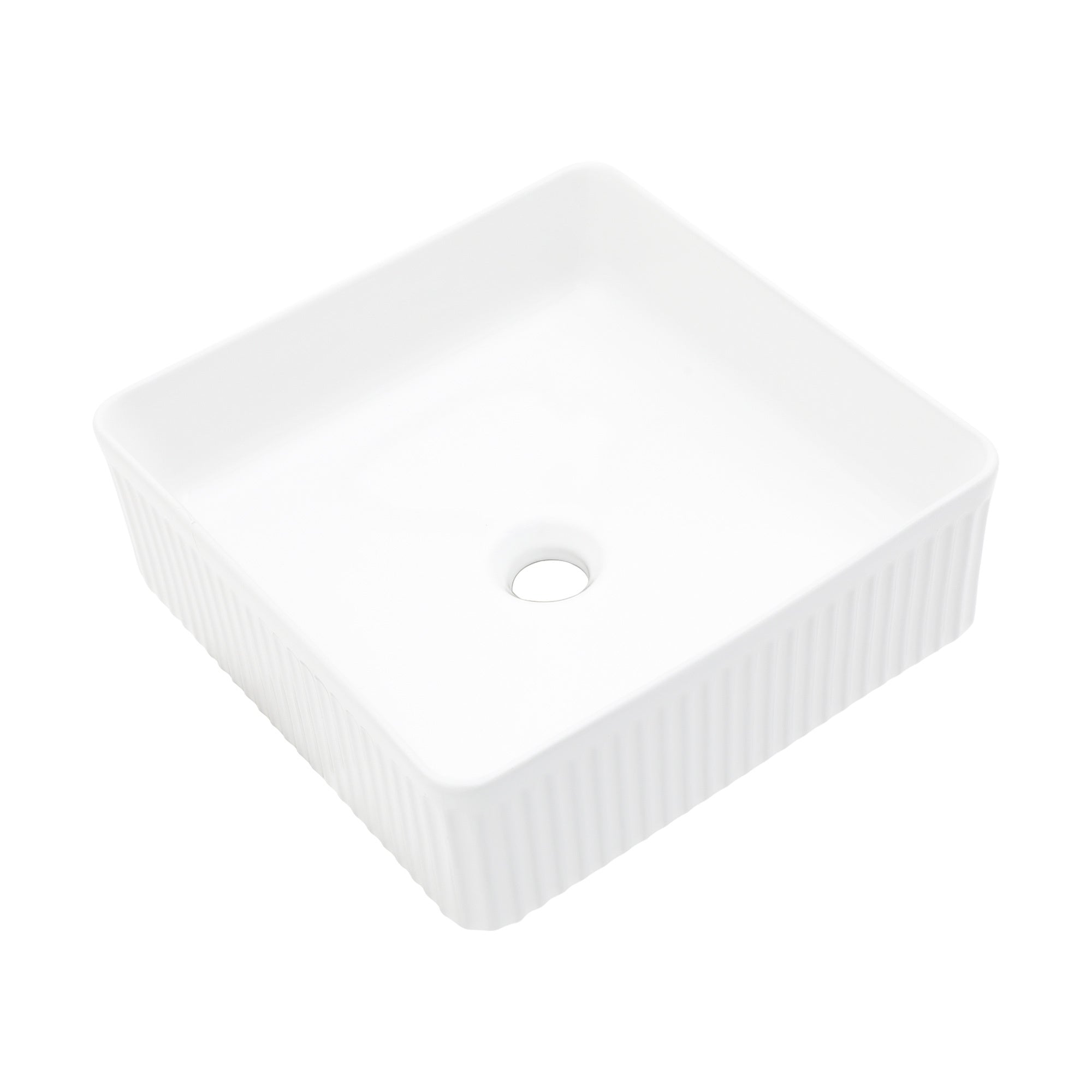 15.69"x15.69" White Ceramic Square Vessel Bathroom Sink