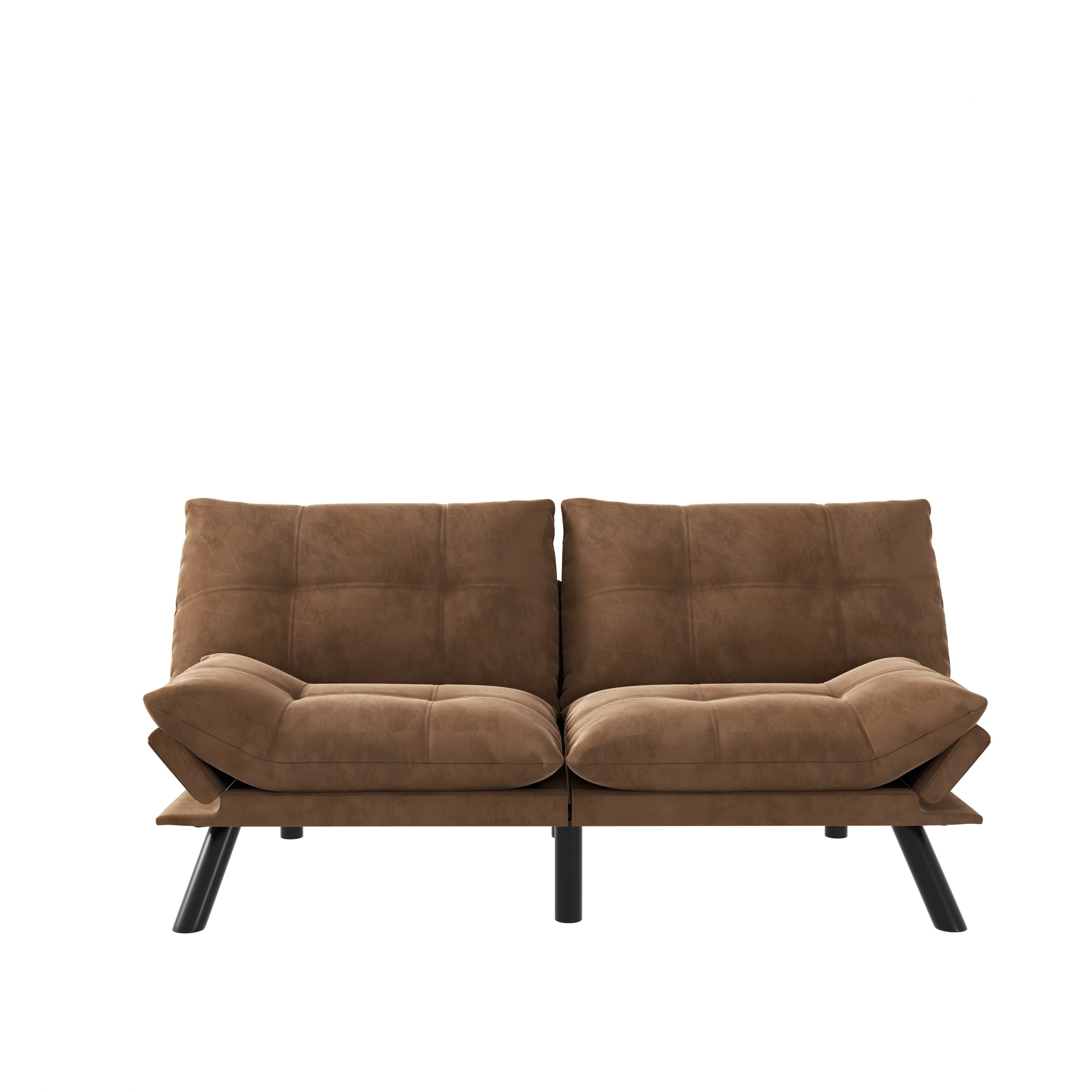 Leatehr Feeling Brown Convertible Folding Modern sofa Bed