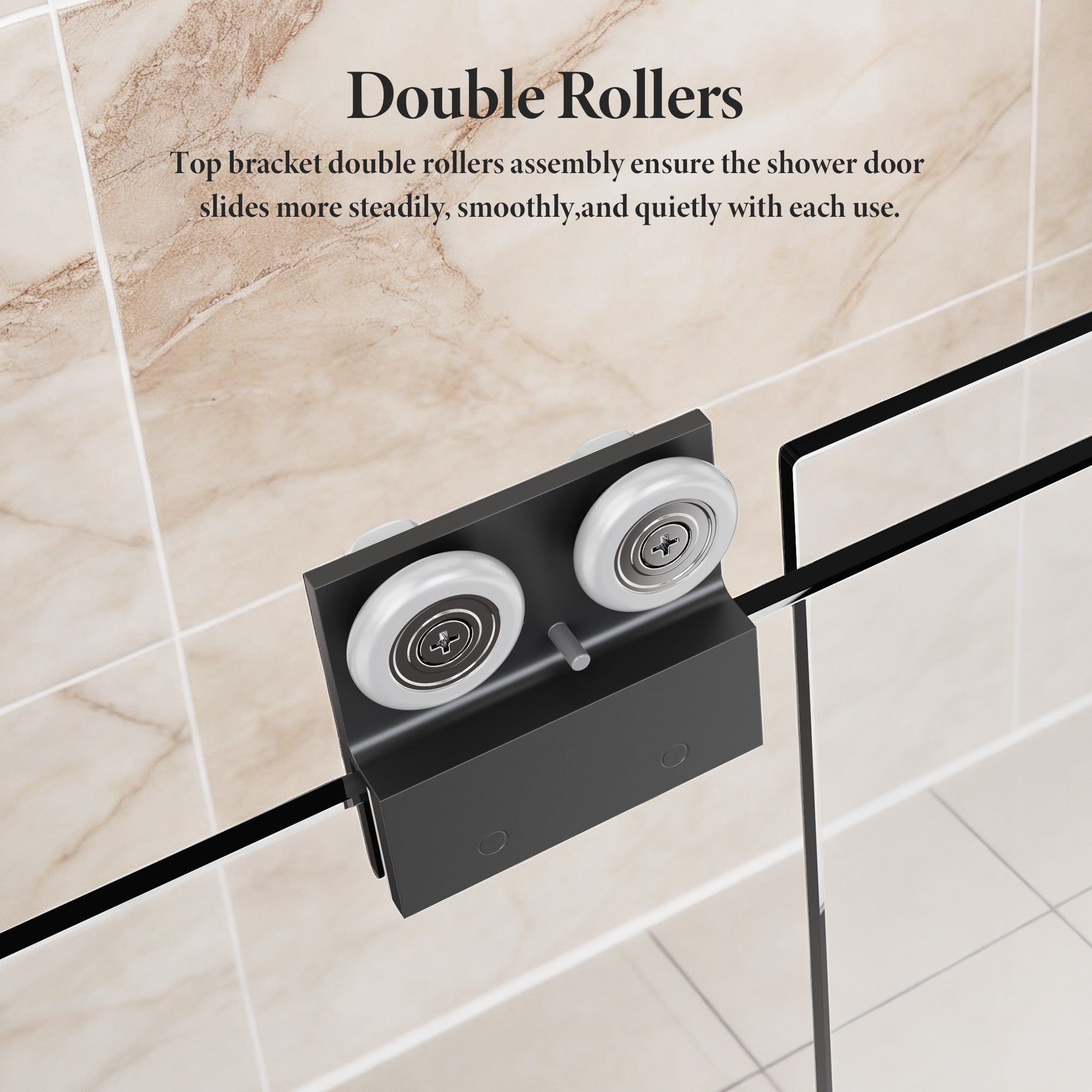 50-54 x 70 in Semi-Frameless Double Sliding Shower Door - 50-54 x 70 in / Matte Black view 3