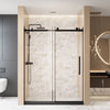 48 x 76 in Frameless Single Sliding Square-Tube Shower Door - 48 x 76 in / Matte Black / Square Tube view 1