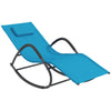 Outsunny Rocking Chair, Zero Gravity Patio Chaise Sun Lounger, Outdoor Rocker, UV Water Resistant, Pillow for Sunbathing, Lawn, Garden or Pool, Light Blue