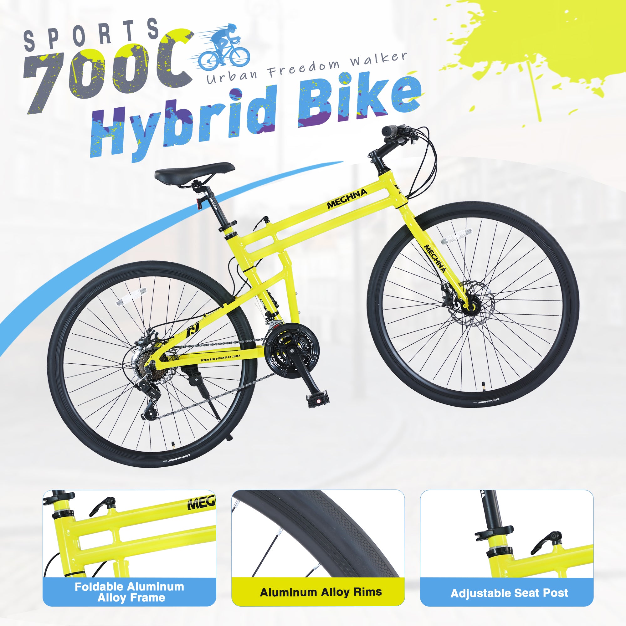 21 Speed Folding Hybrid bike Disc Brake 700C Road Bike For men women's City Bicycle