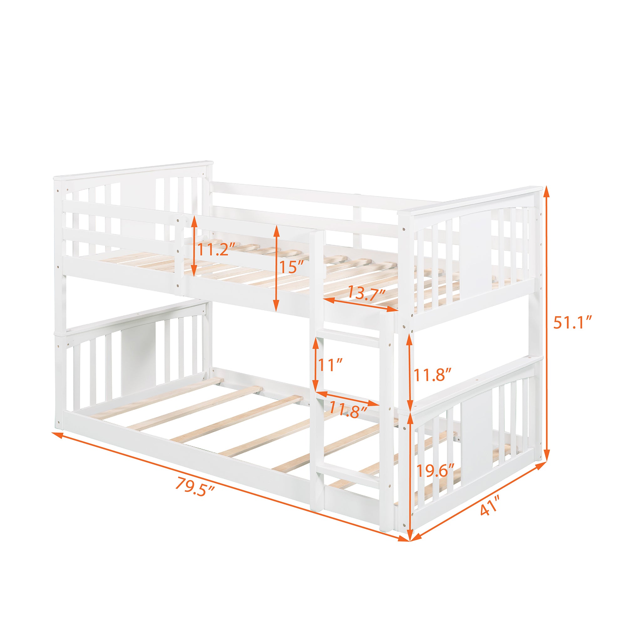 Twin Over Twin Bunk Bed with Ladder, White (Old SKU:LP000107AAK)