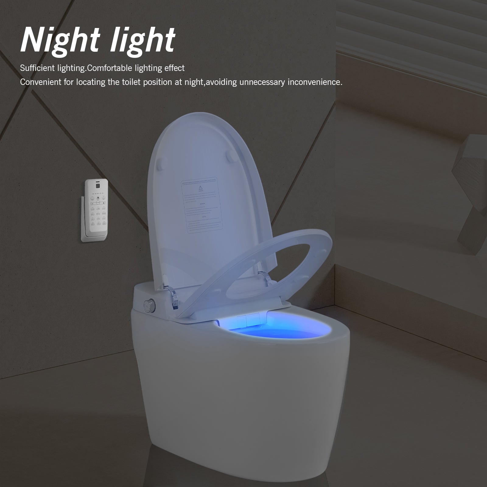 Smart Toilet Bidet Combo with Foot Sensor Open Cover/Seat, LED Display, Self-Cleaning Nozzle, Heated Seat, Night Light, Knob Control, Power Outage Flushing, Soft Close, Auto Flush, with Remote Control