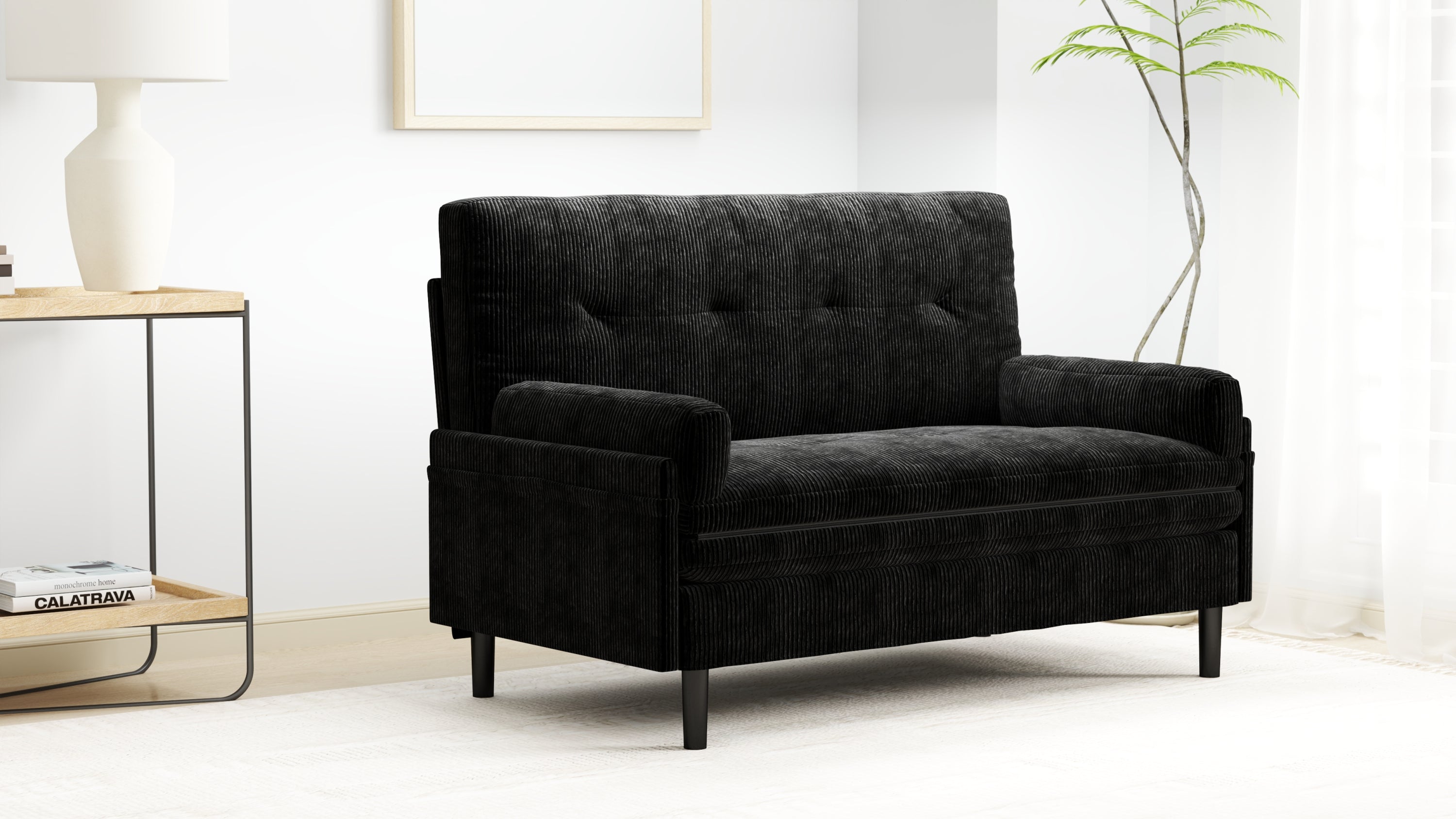 Black 2 seater sofa sleeper with recline fuction