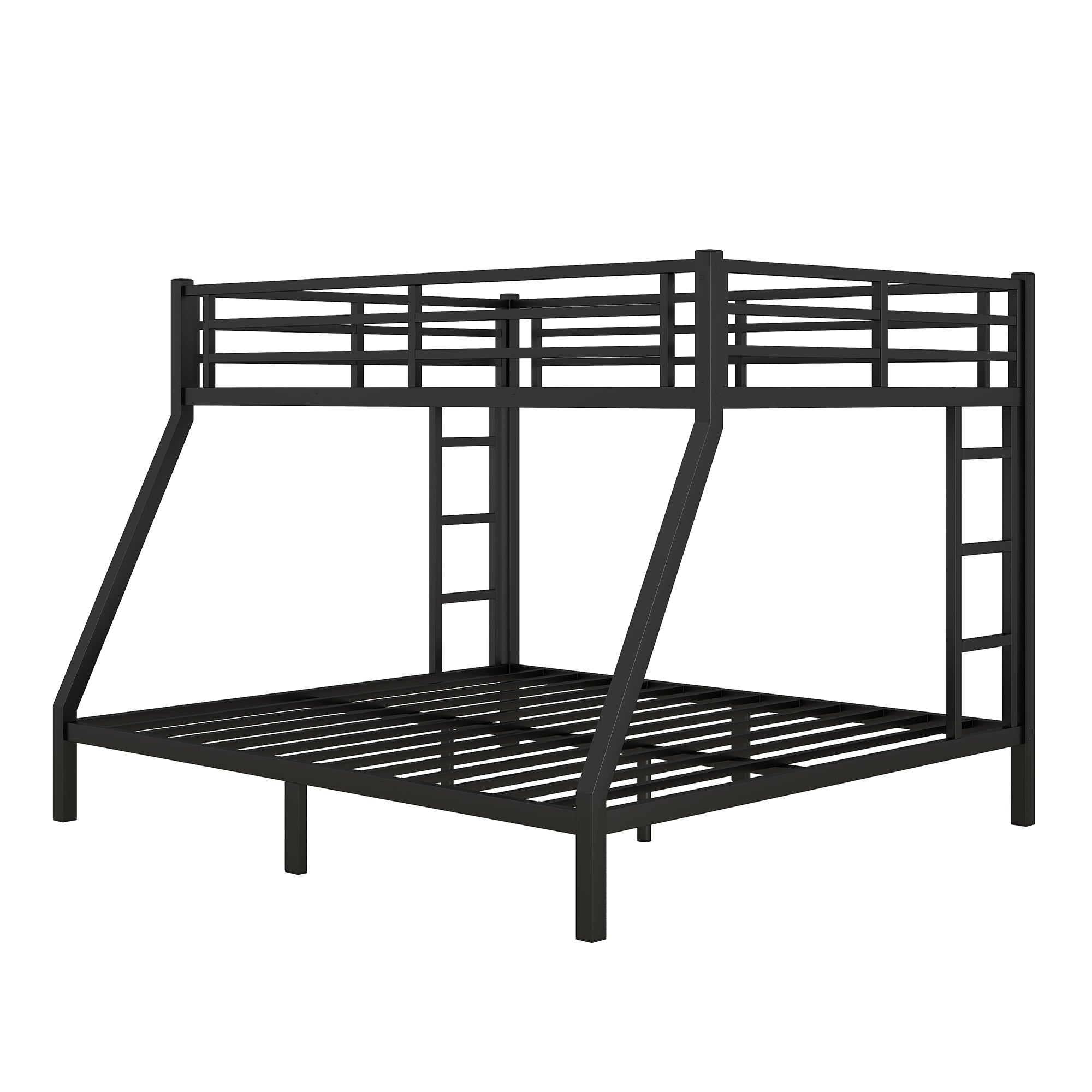 Metal Full XL over King Bunk Bed for Teens and Adults,Space-Saving/Noise Reduced/No Box Spring Needed, Black