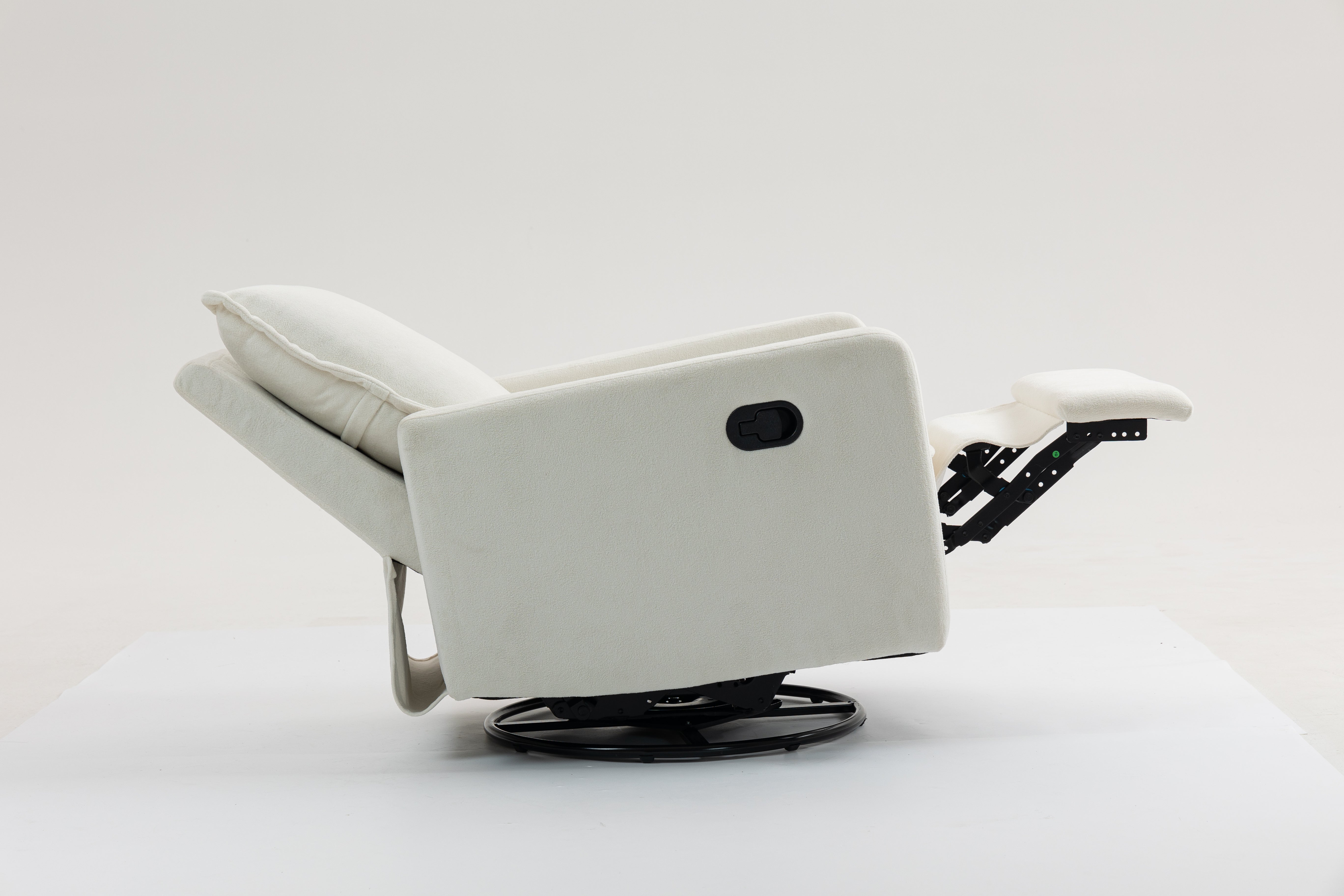 Plush manual armchair sofa, rear view