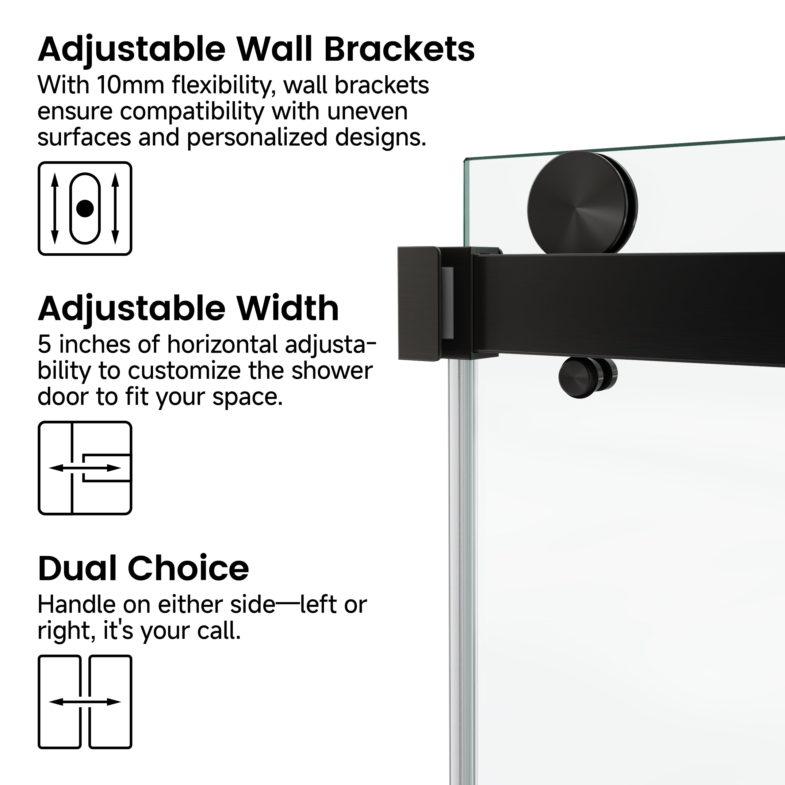 60 x 66 in Frameless Double Sliding Shower Door - 60 x 66 in / Matte Black view 6