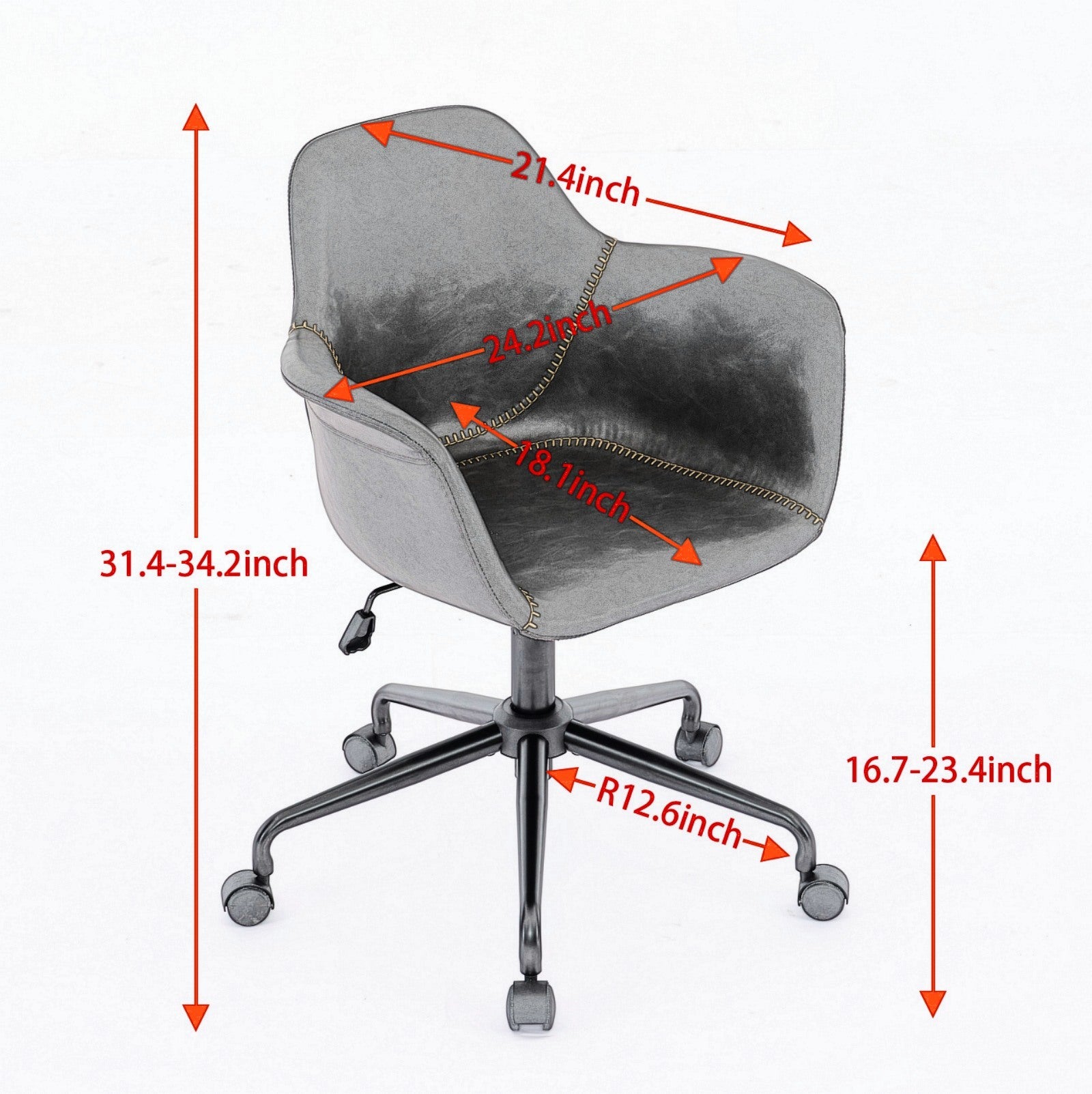 Mid-Century Modern Office Chair,Rolling Swivel Height Adjustable Ergonomic Chair with Frame/Arms
,Back Support Home Desk Chair for Living Room,Studying (Black)