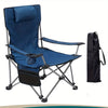 Oversized Camping Chair Outdoor Heavy Duty Folding Chair w/ Cup Holder & Pillow