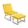 Yellow Modern Lazy Lounge Chair, Contemporary Single Leisure Upholstered Sofa Chair Set