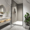 Pivot shower door 38-42 inch matte black front view