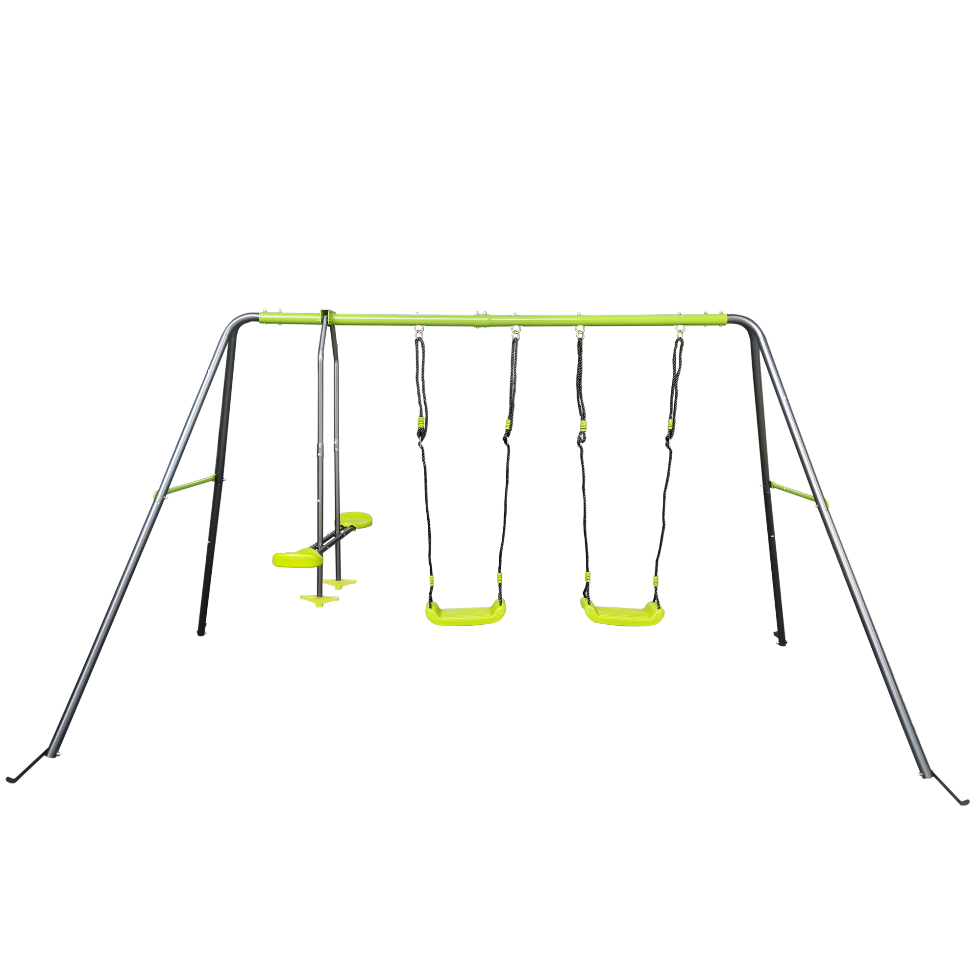 XNS081 lime green interesting swingset with  plastic safe swing set 440lbs for outdoor playground for age 3+ with face to face without tee