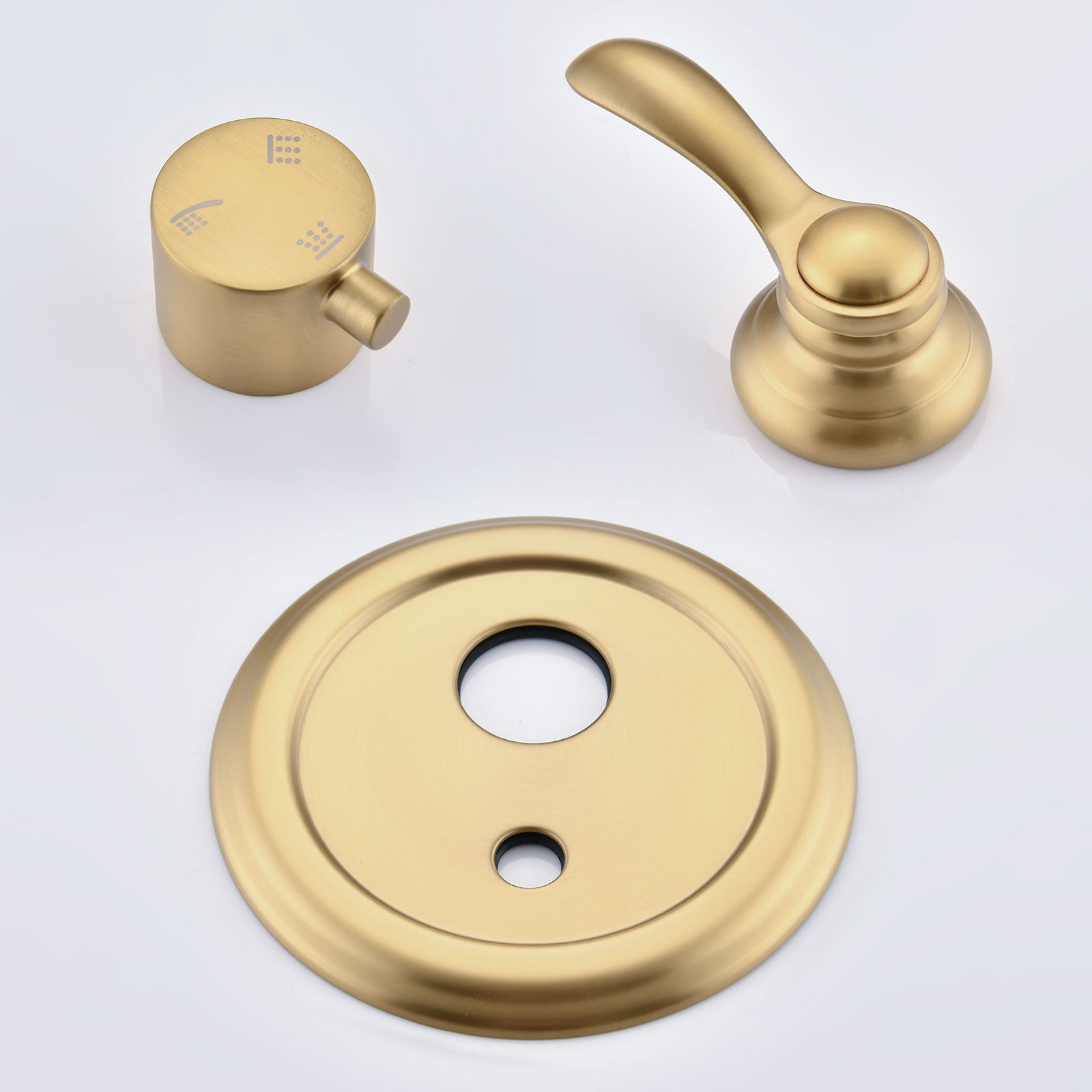 Single-Handle 4-Spray Patterns Bathroom Rain Shower Faucet with Body Jet Handshower in Brushed Gold (Valve Included)