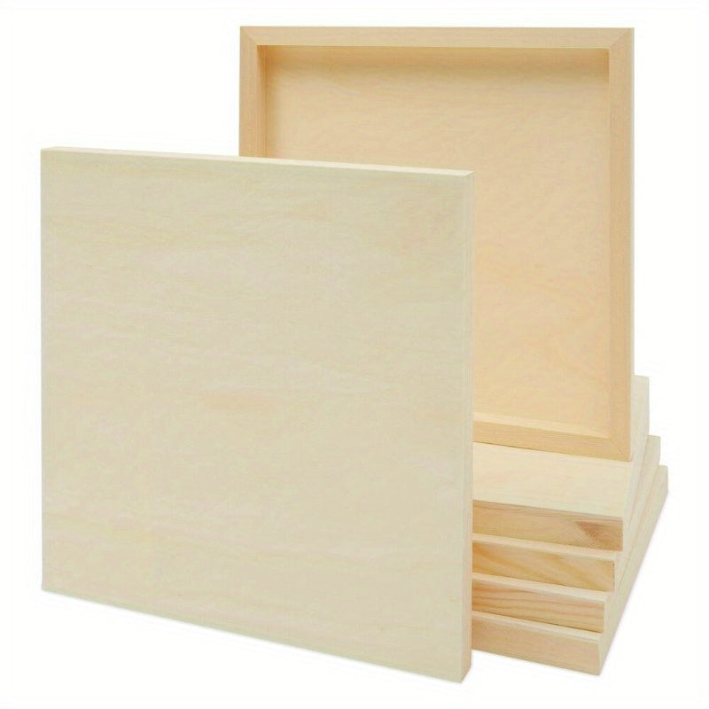 6 Pcs Wooden Canvas Boards for Painting in 12x12 Wooden Craft Panels