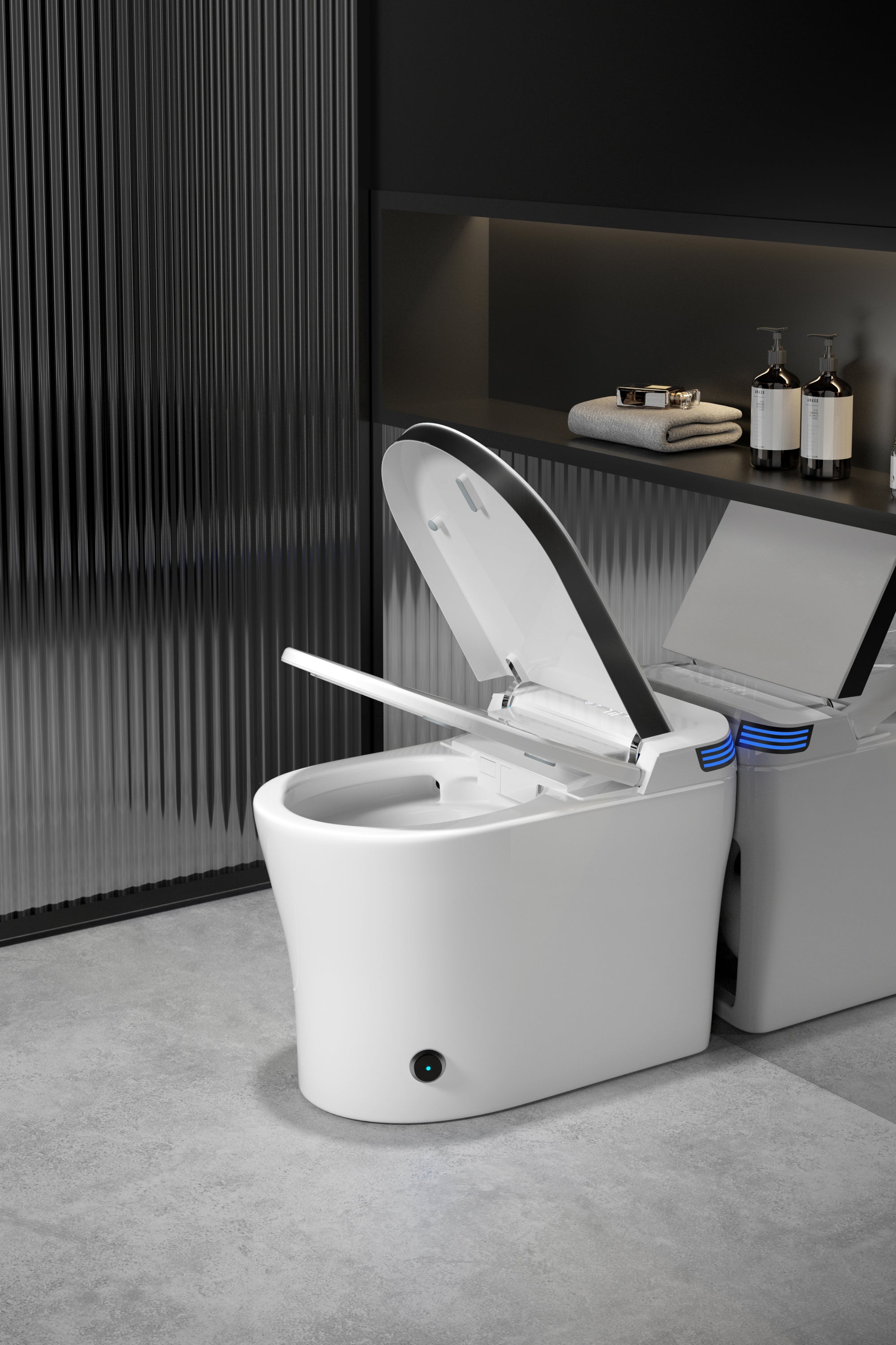 Modern Smart Bidet Toilet with LED Light, Heated Seat, Automatic Flush Tankless