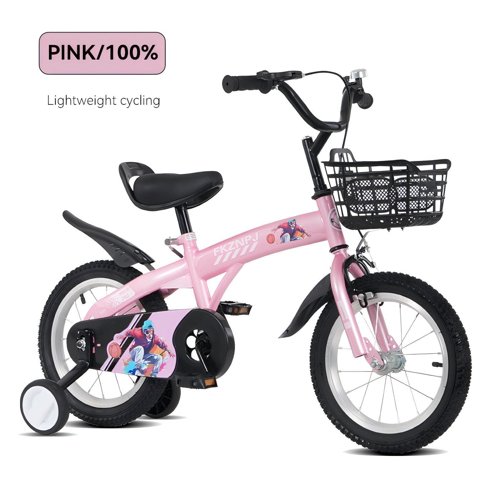 FKZNPJ 18 inch sporty kids bike with training wheels and stand Adjustable saddle Suitable for boys and girls aged 5-10 years tall Height 45-57 inches Available in a variety of colors