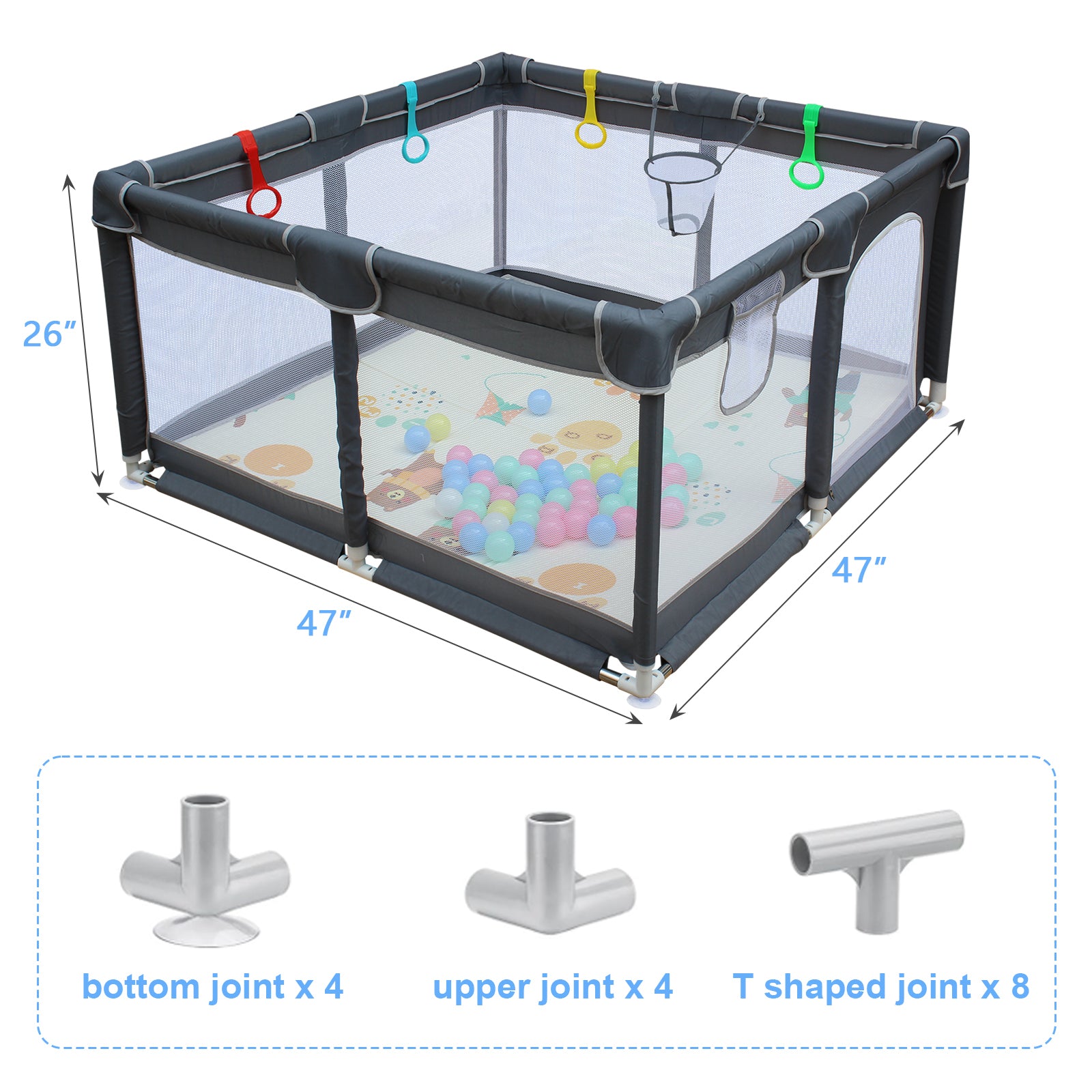 47" * 47" Baby Playard Cloth Playpen Removable Enclosures for Indoor and Outdoor Use Care for Children and Pets