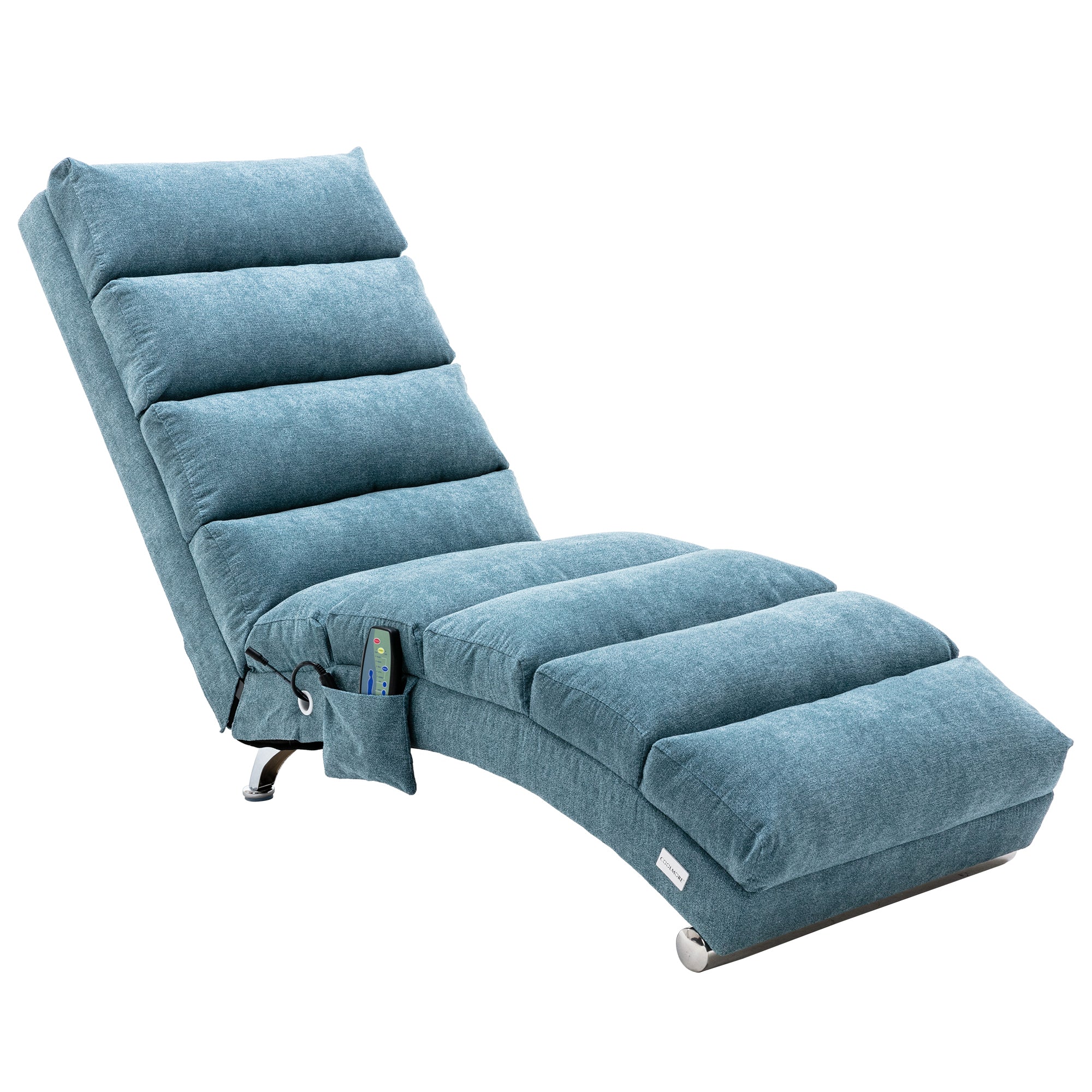 COOLMORE Linen Massage Chaise Lounge Indoor with Remote Control,Ergonomic Electric Massage Long Lounger with 5 Modes for Office, Living Room,Bedroom (Blue)