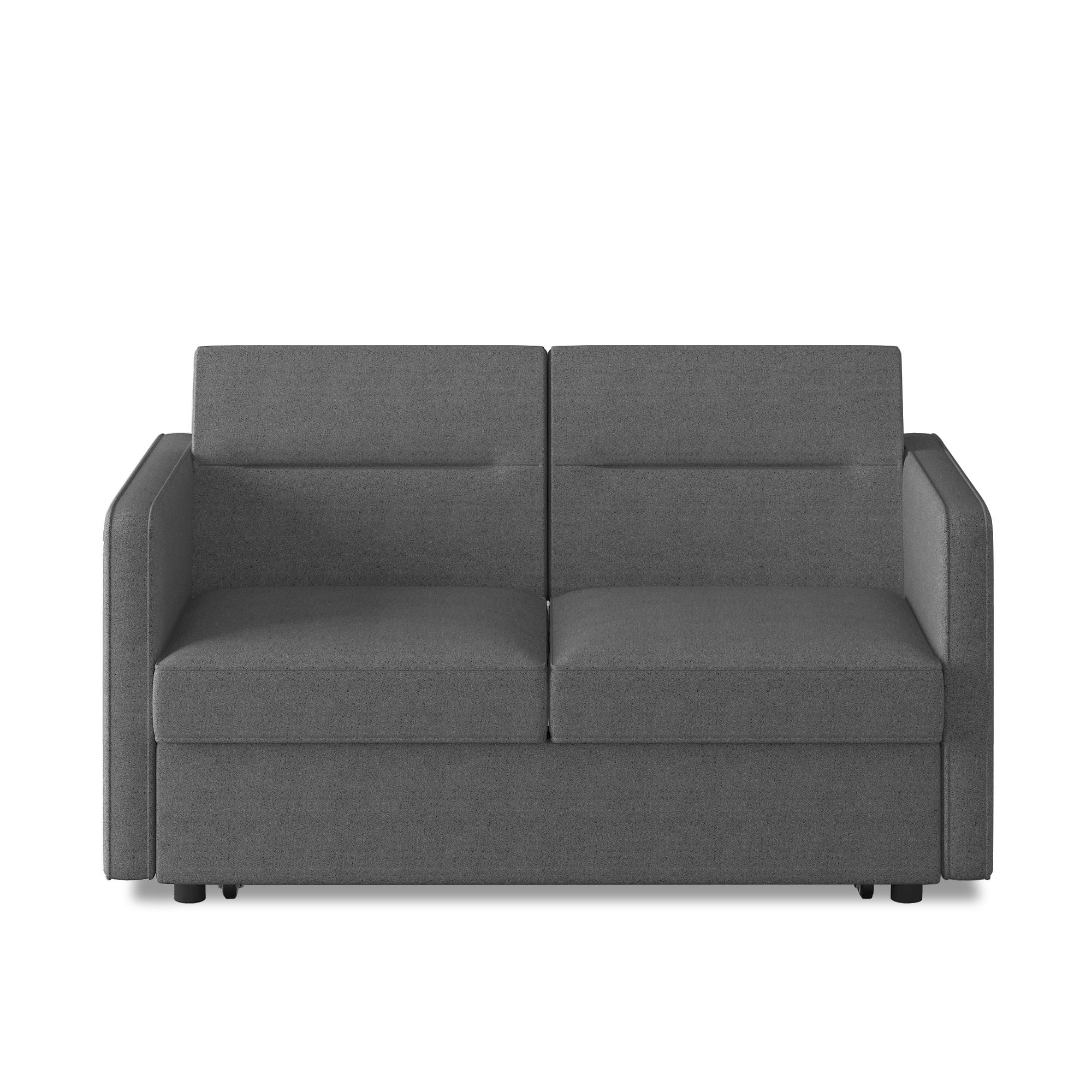 Loveseats Sofa Bed with Pull-out Bed,Adjsutable Back and Two Arm Pocket-Dark grey(54.5"x33"x31.5")