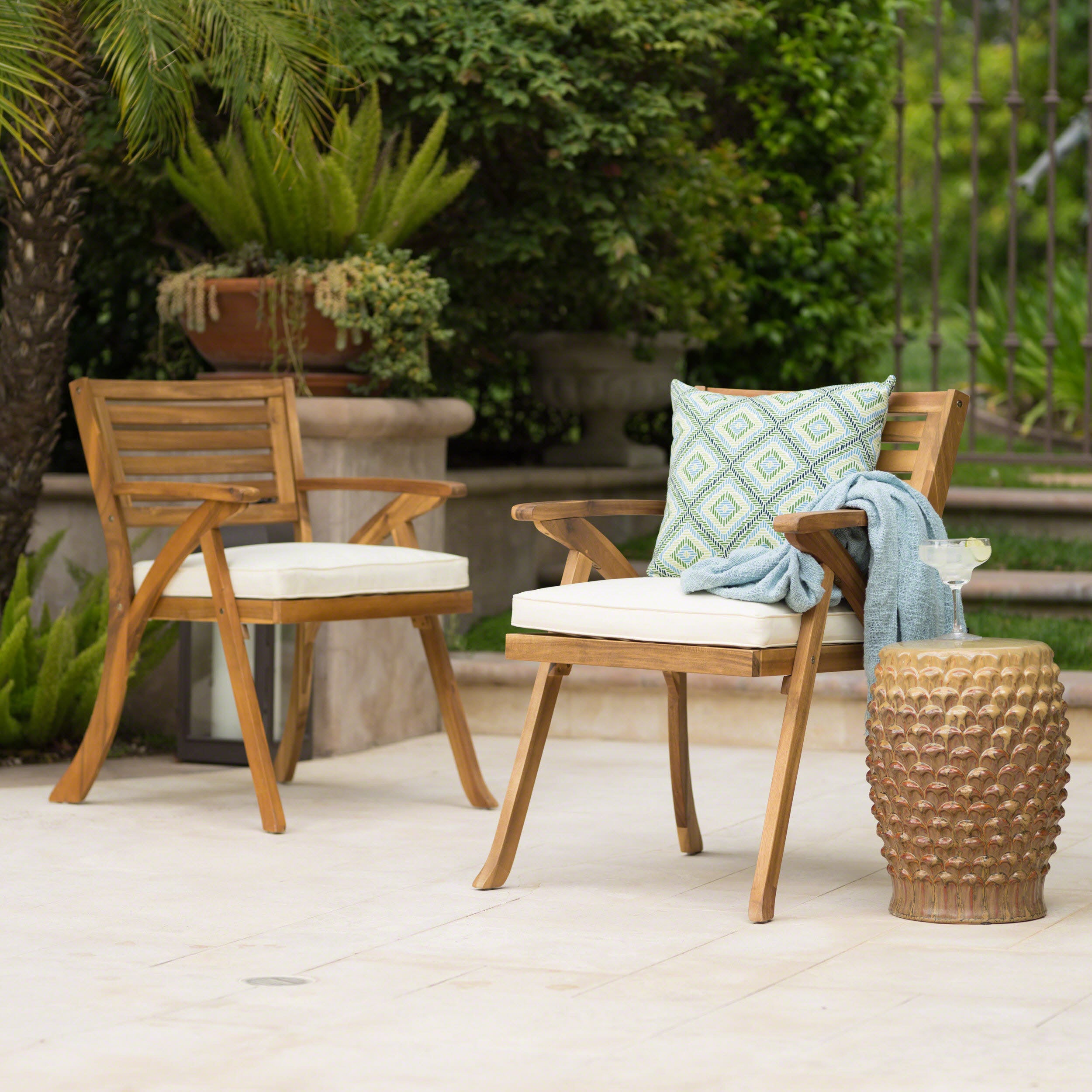 Outdoor Hermosa KD Wood Dining Chair (Set of 2)