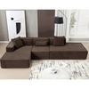 [VIDEO PROVIDED] Modular combination living room sofa set, modern minimalist sofa, free installation sofa, L-shaped, Italian minimalist tofu block sofa, Left-Hand Facing,Terrycloth fabric,Dark brown